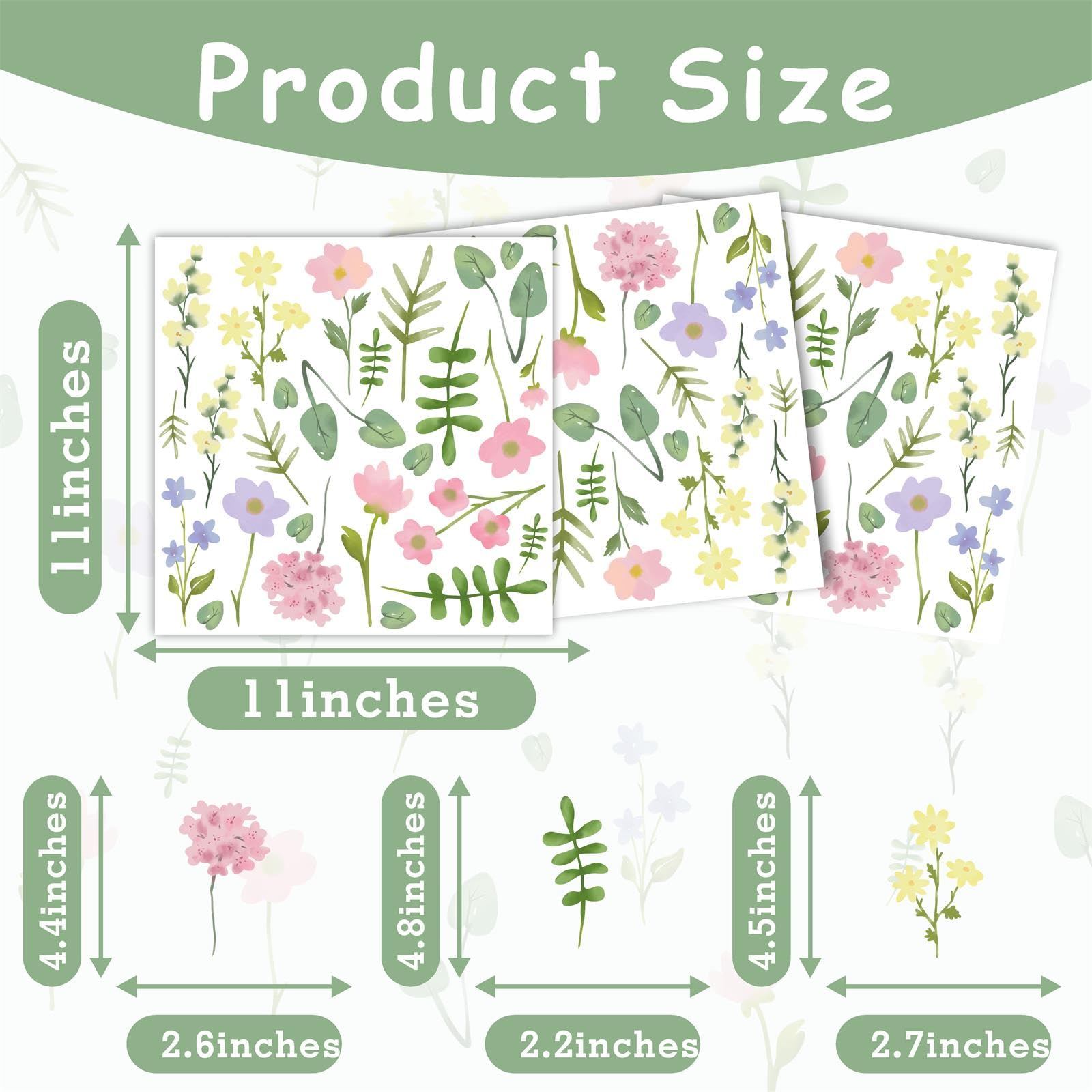 Lamkidle flower and leaf decals brighten smooth surfaces for kid's room accents.