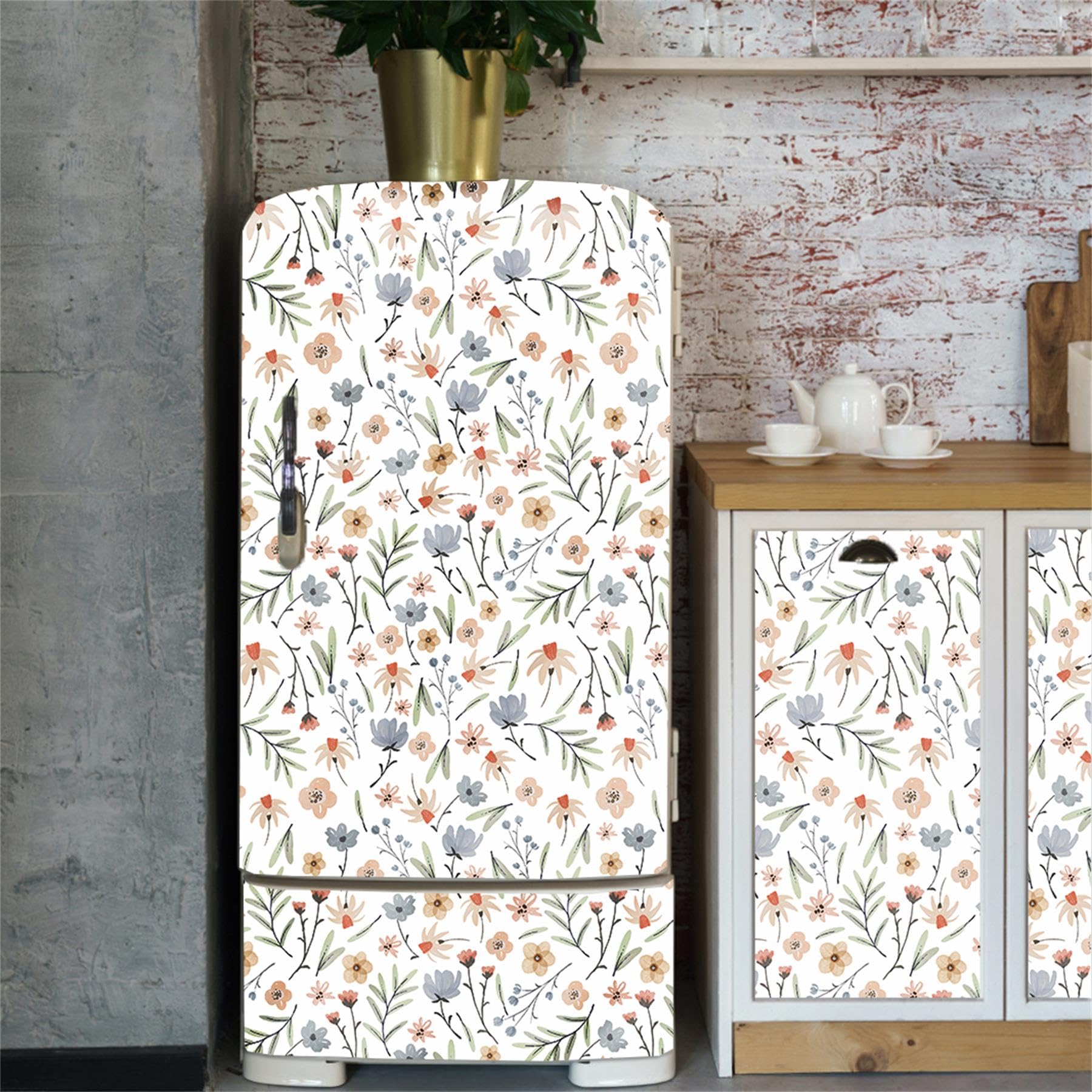 Lamkidle furniture and door decals add floral detail without permanent change.