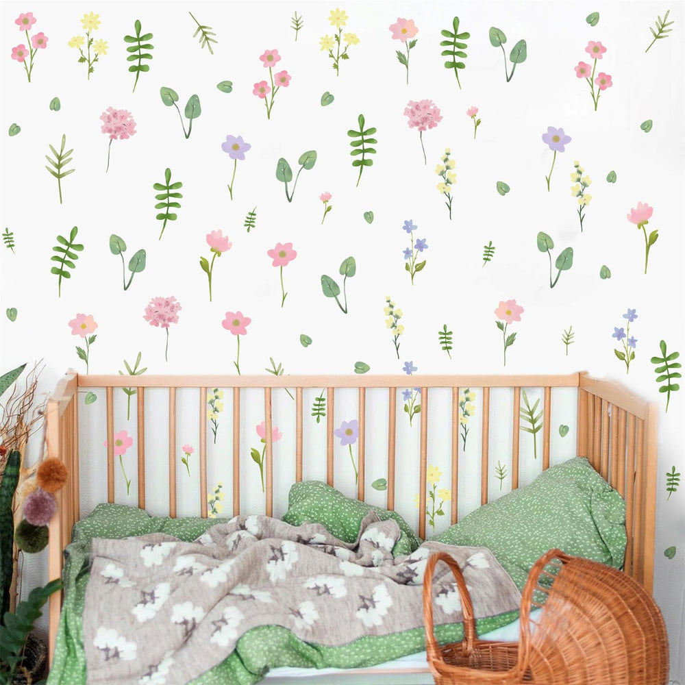 Lamkidle three-sheets flower decal offering versatile nursery wall styling with vibrant florals.