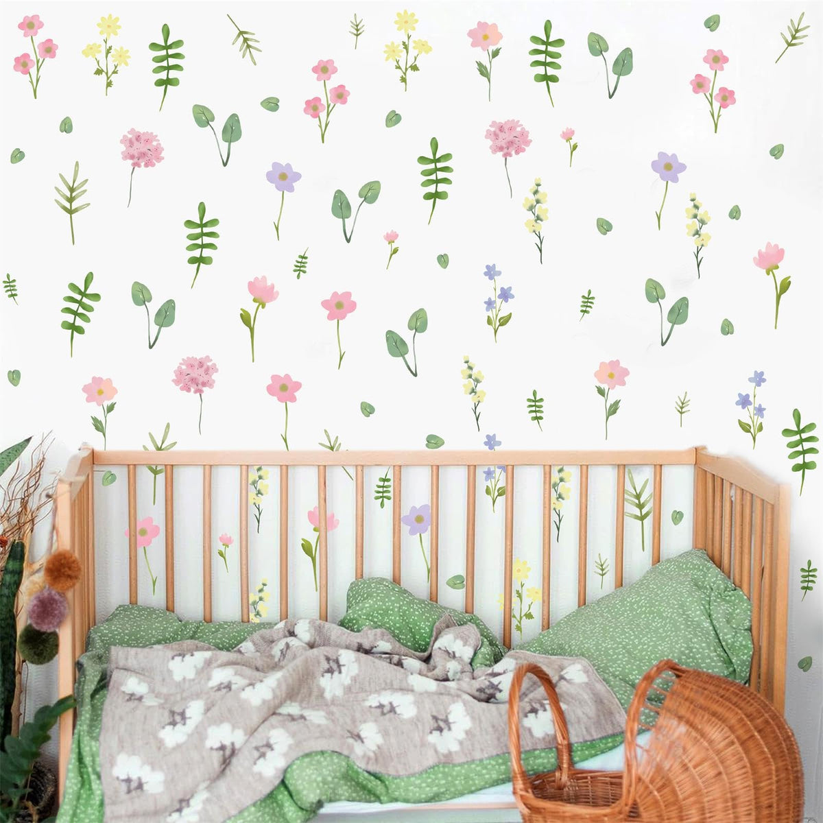 Lamkidle three-sheets flower decal offering versatile nursery wall styling with vibrant florals.
