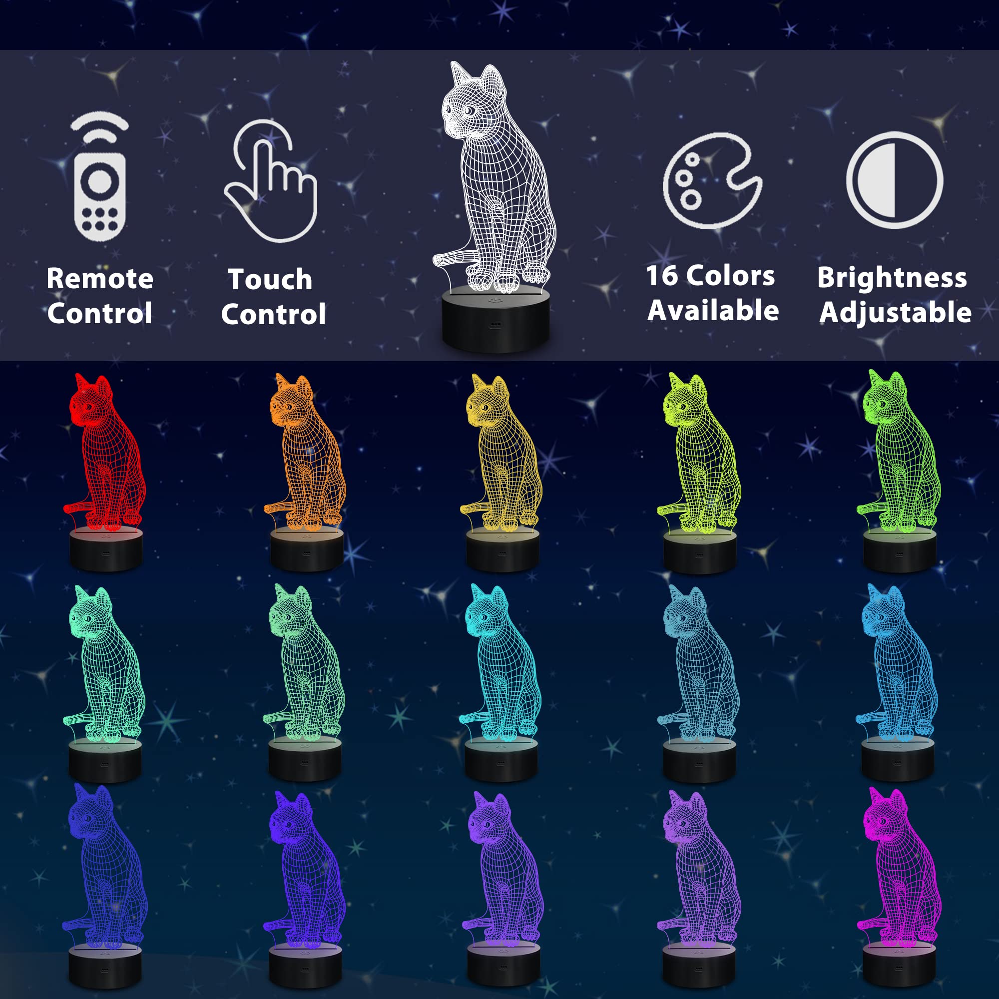 Lampeez 3D Cat Lamp acrylic panel reveals vivid kitten illusion