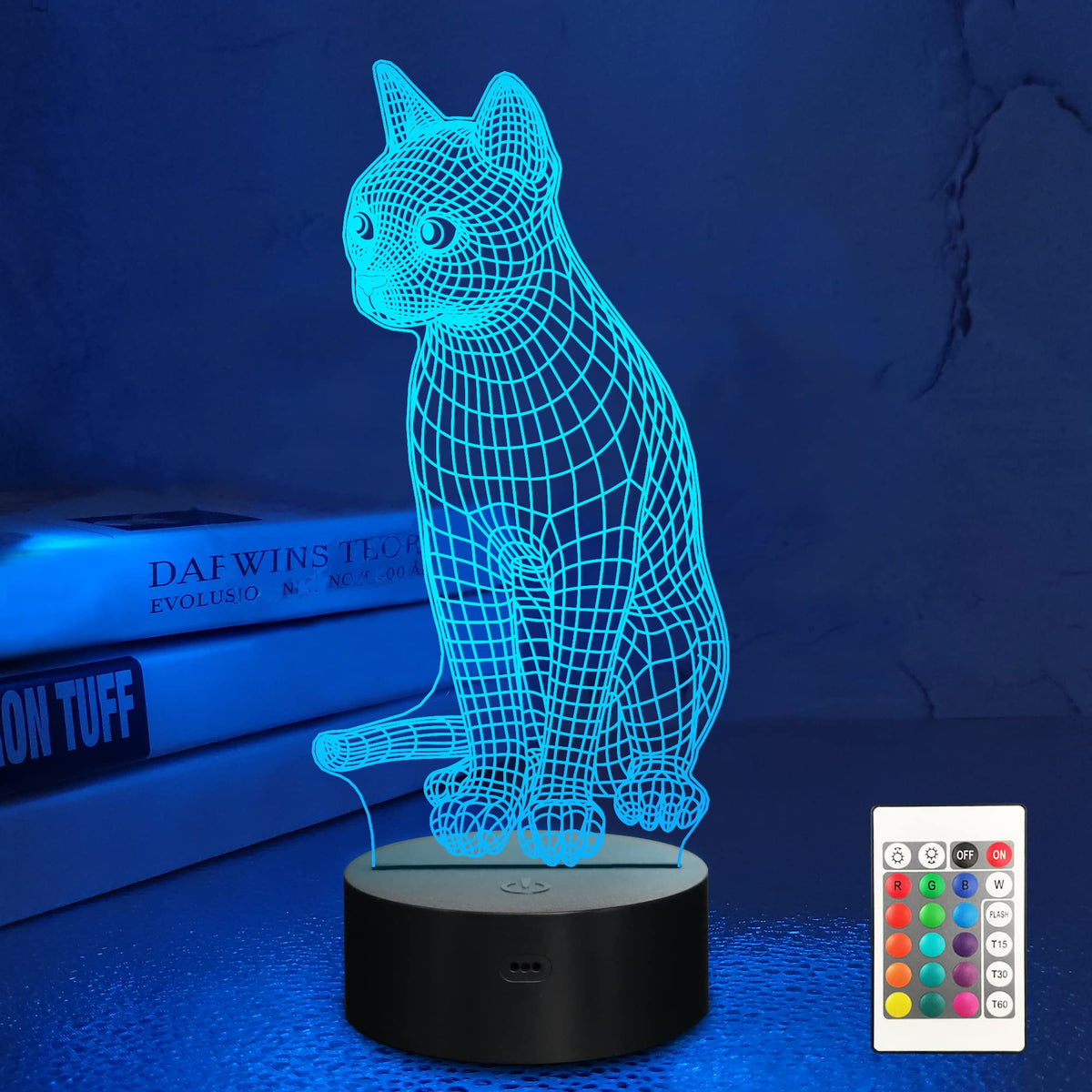 Lampeez 3D Cat Lamp base powers a soothing bedtime glow