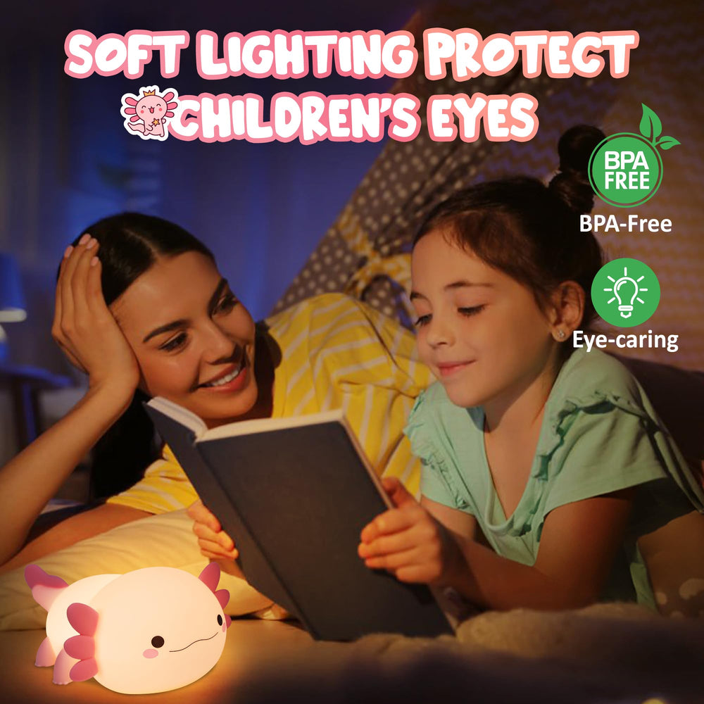 Lampeez axolotl provides adjustable brightness via touch for ambiance control.