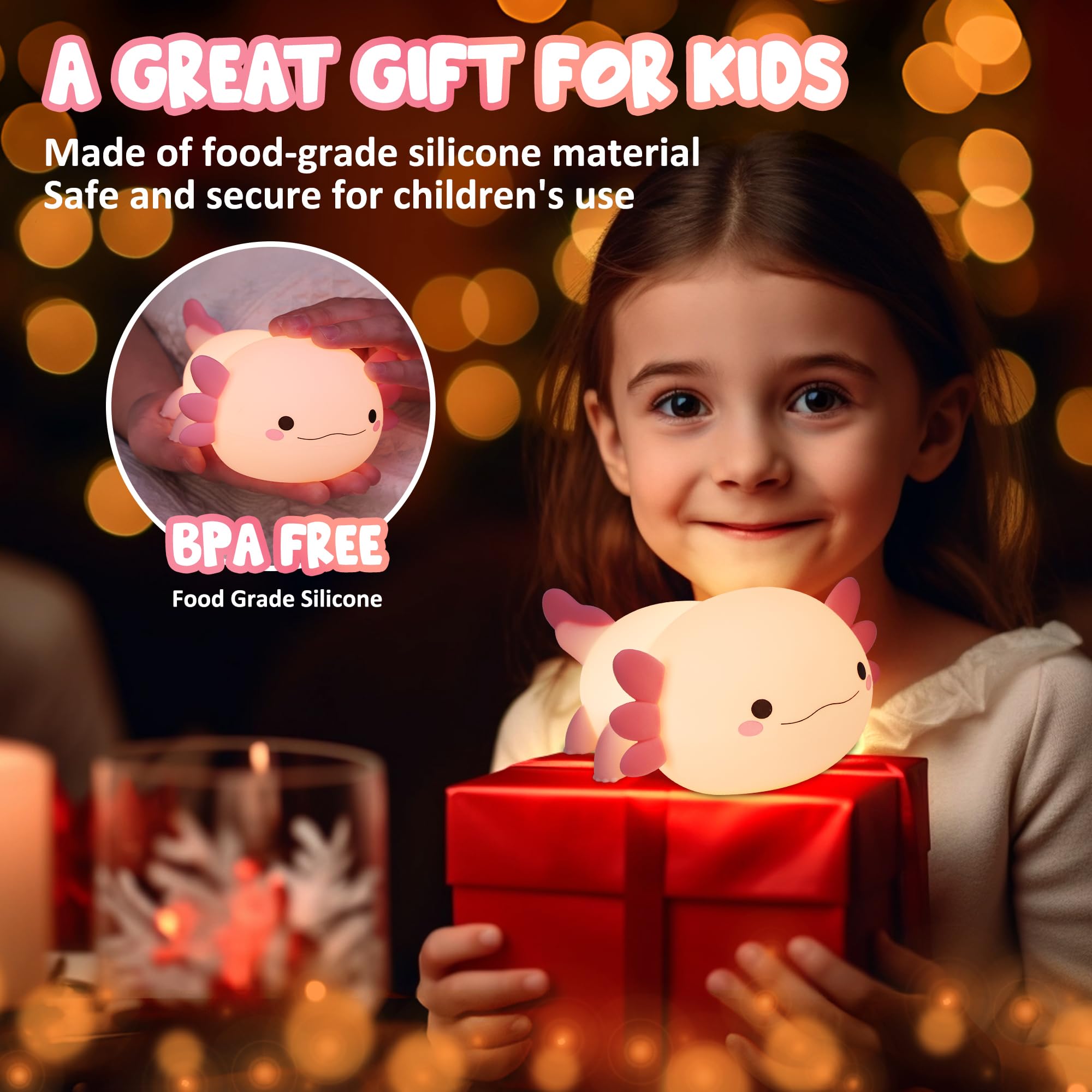 Lampeez axolotl comes with USB cable for easy charging.