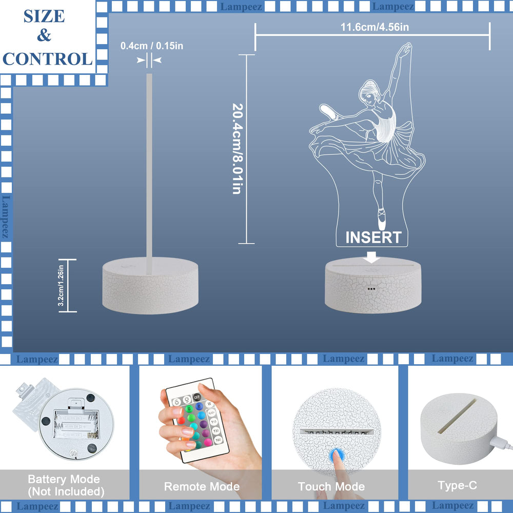 Lampeez Ballet acrylic sheet with engraving enhances the 3D effect when lit.