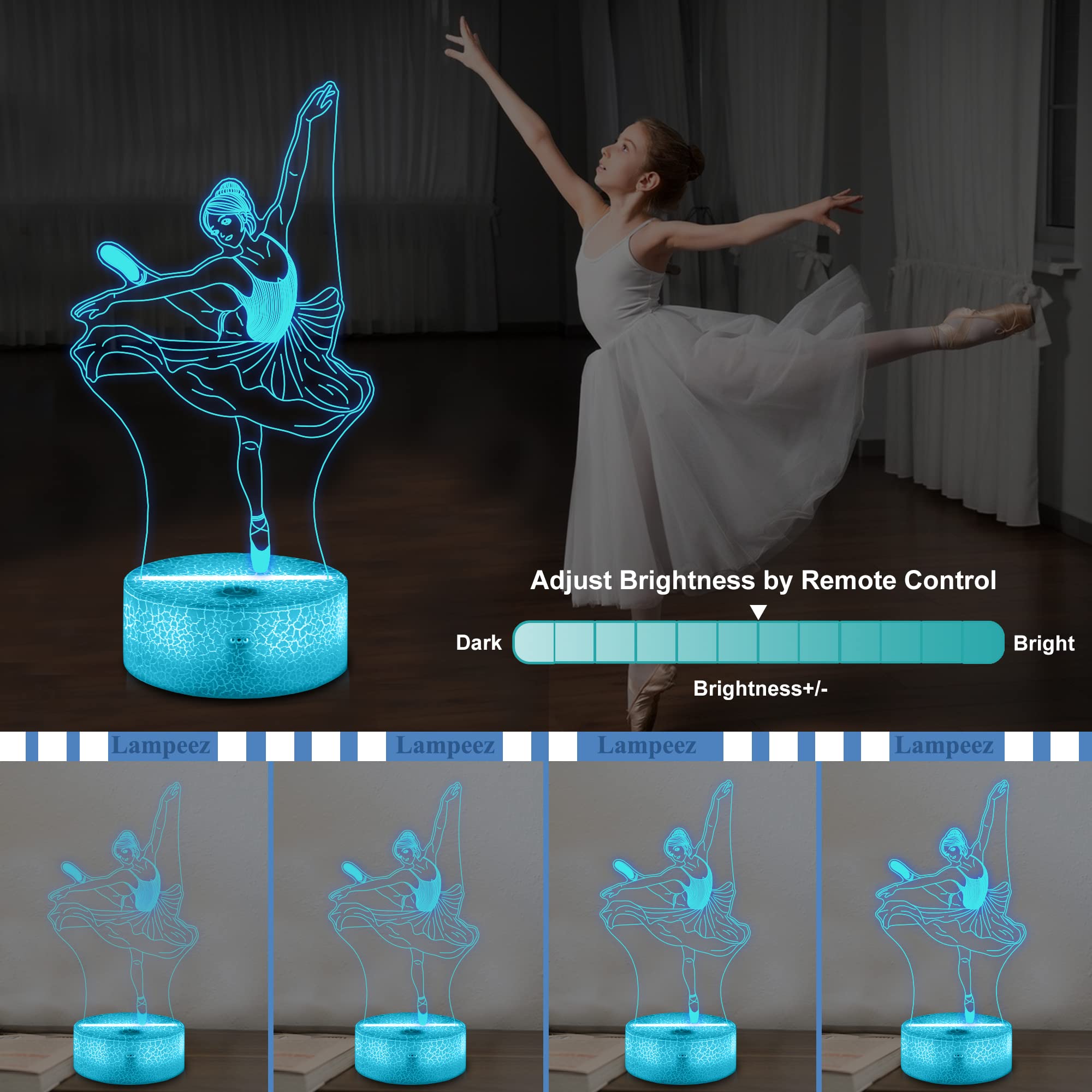 Lampeez Ballet night light remote lets you adjust color and brightness from across the room.
