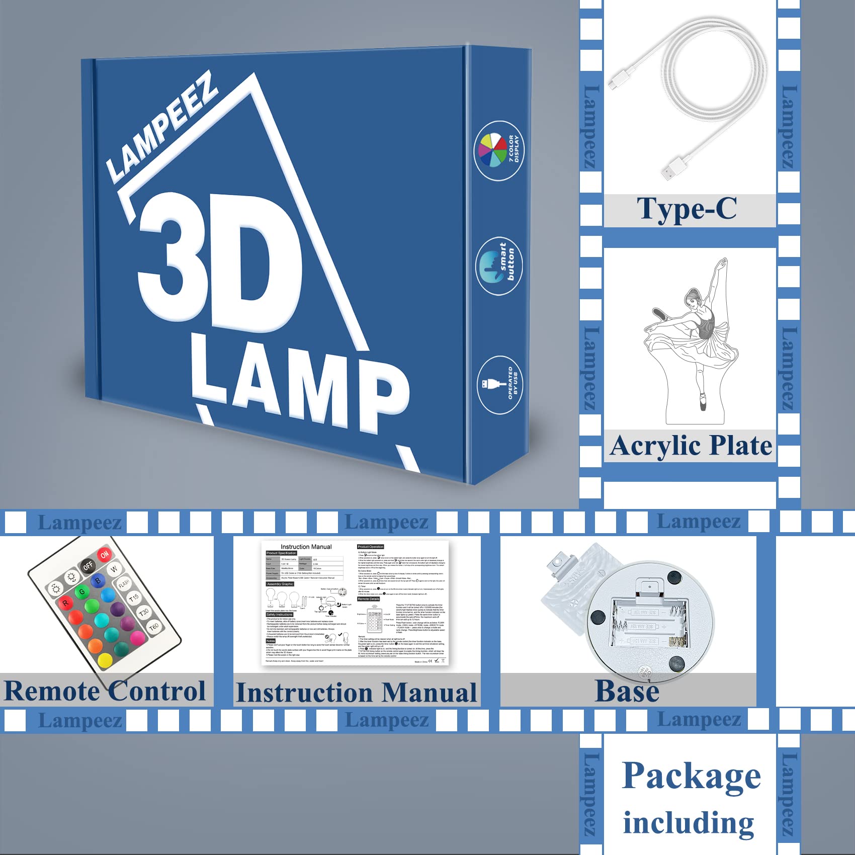 Lampeez Ballet USB base enables simple setup and portable power.