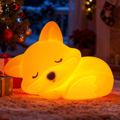 Lampeez Fox Night Light close-up of silicone fox for warm, cozy ambiance