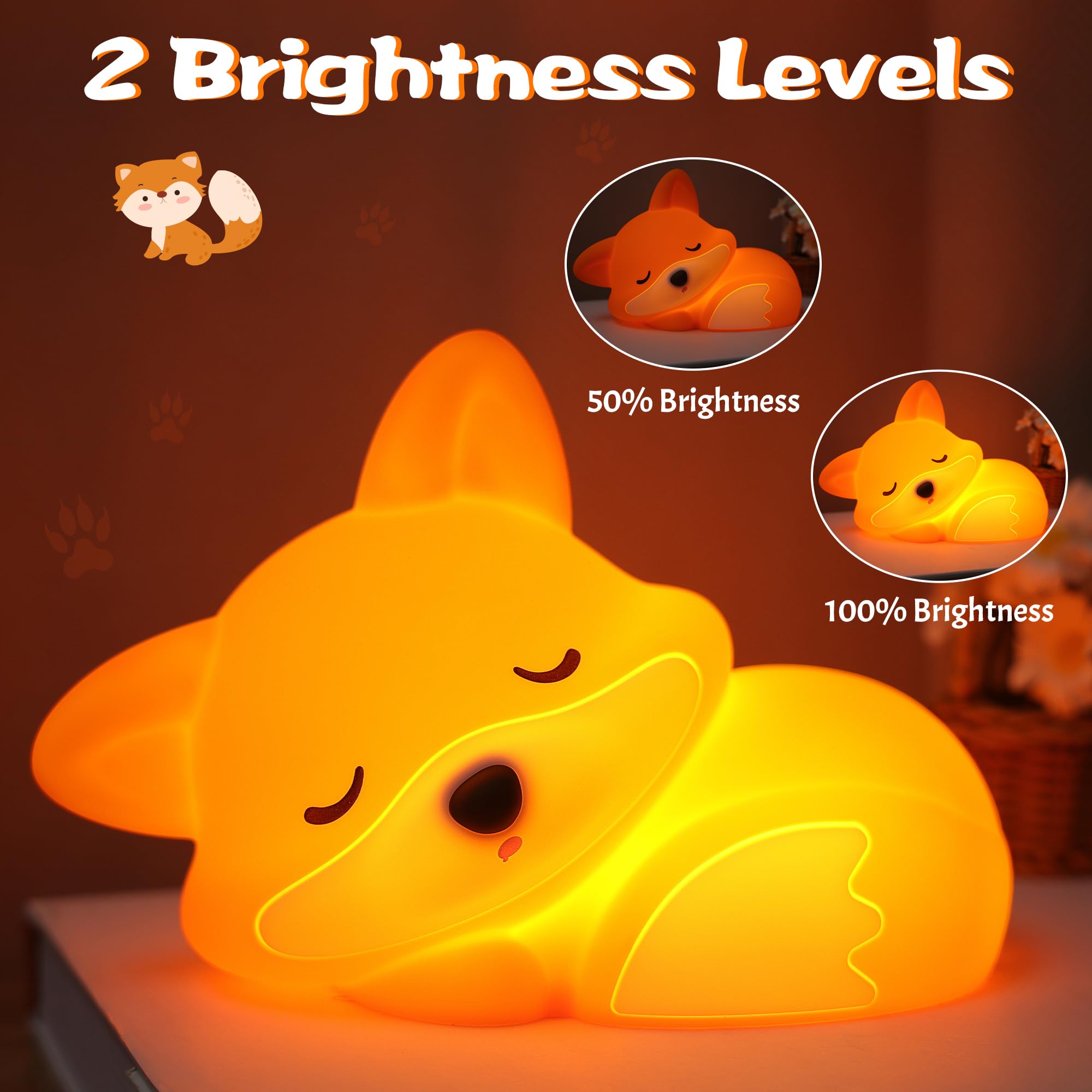 Lampeez Fox Night Light silicone texture highlighted for durability