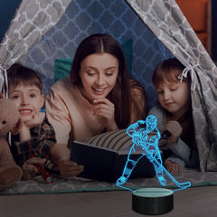 Lampeez ice hockey night light acrylic panel shows engraved 3D detail.