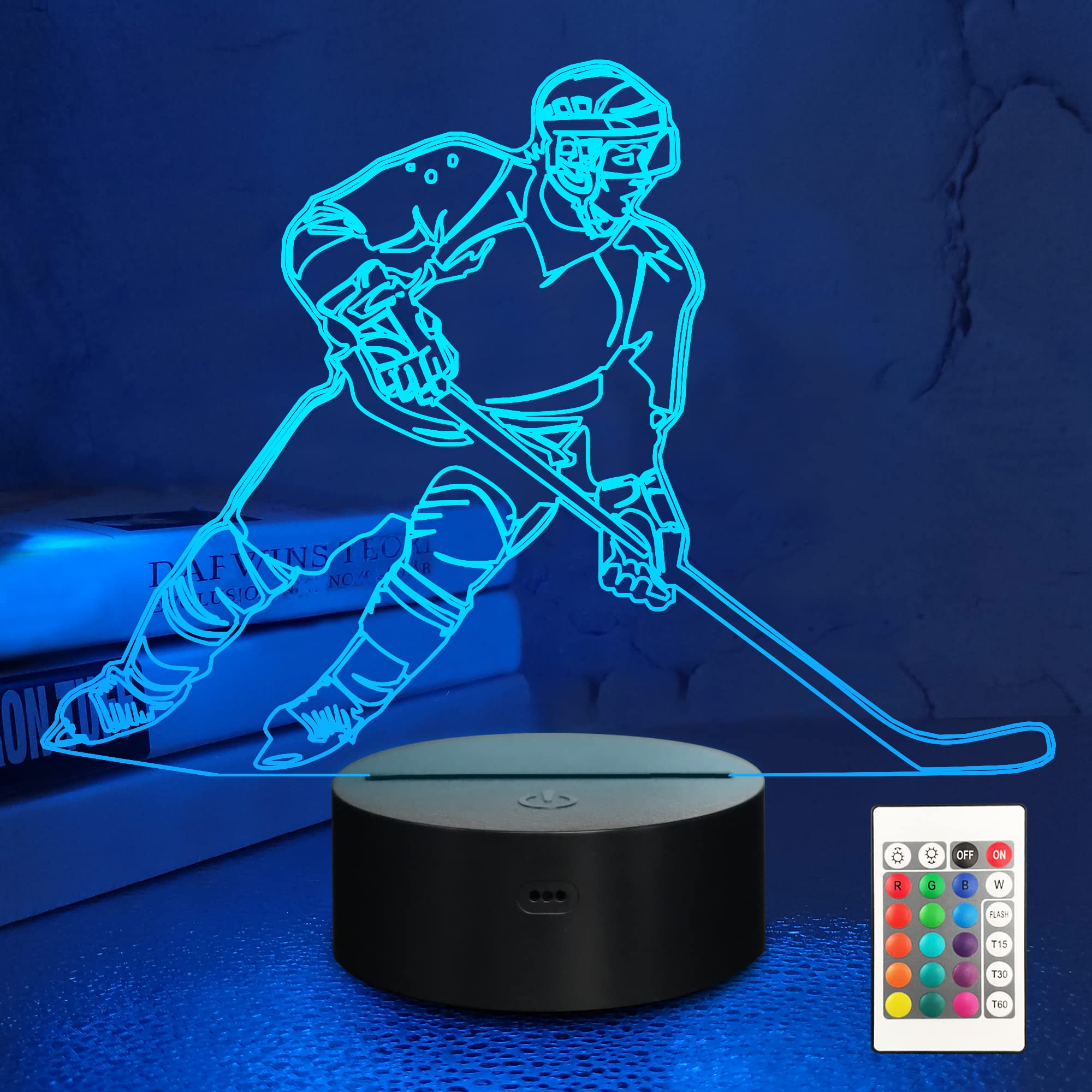 Lampeez Ice Hockey 3D Night Light base delivers cozy bedside glow for kids.