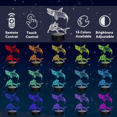 Lampeez Kids 3D Shark Night Light acrylic panel delivers captivating 3D illusion for bedtime wonder.