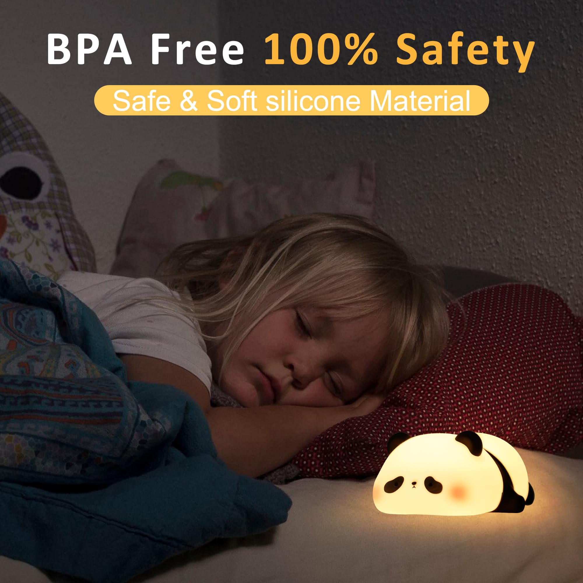 Lampeez Panda Night Light touch control for pinch or tap brightness