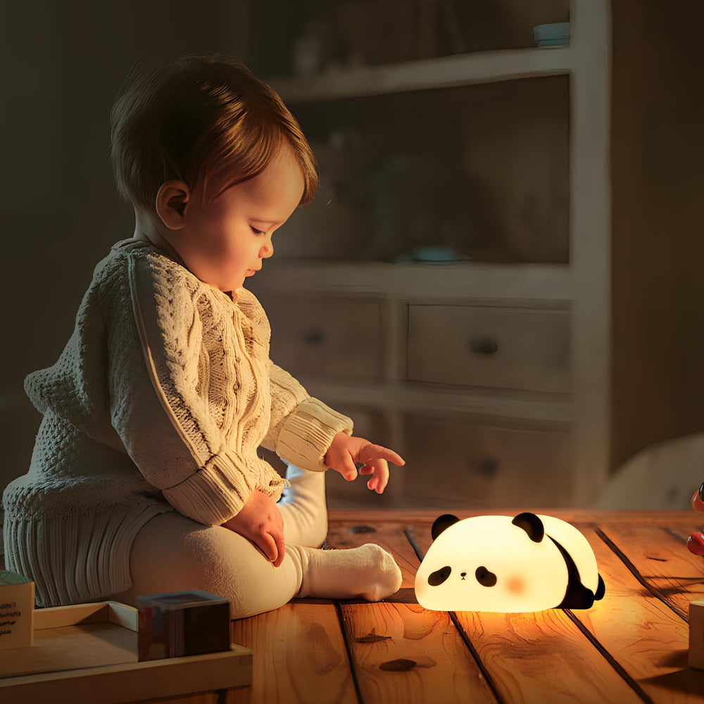 Lampeez Panda Night Light warm-bright toggle for bedtime routines