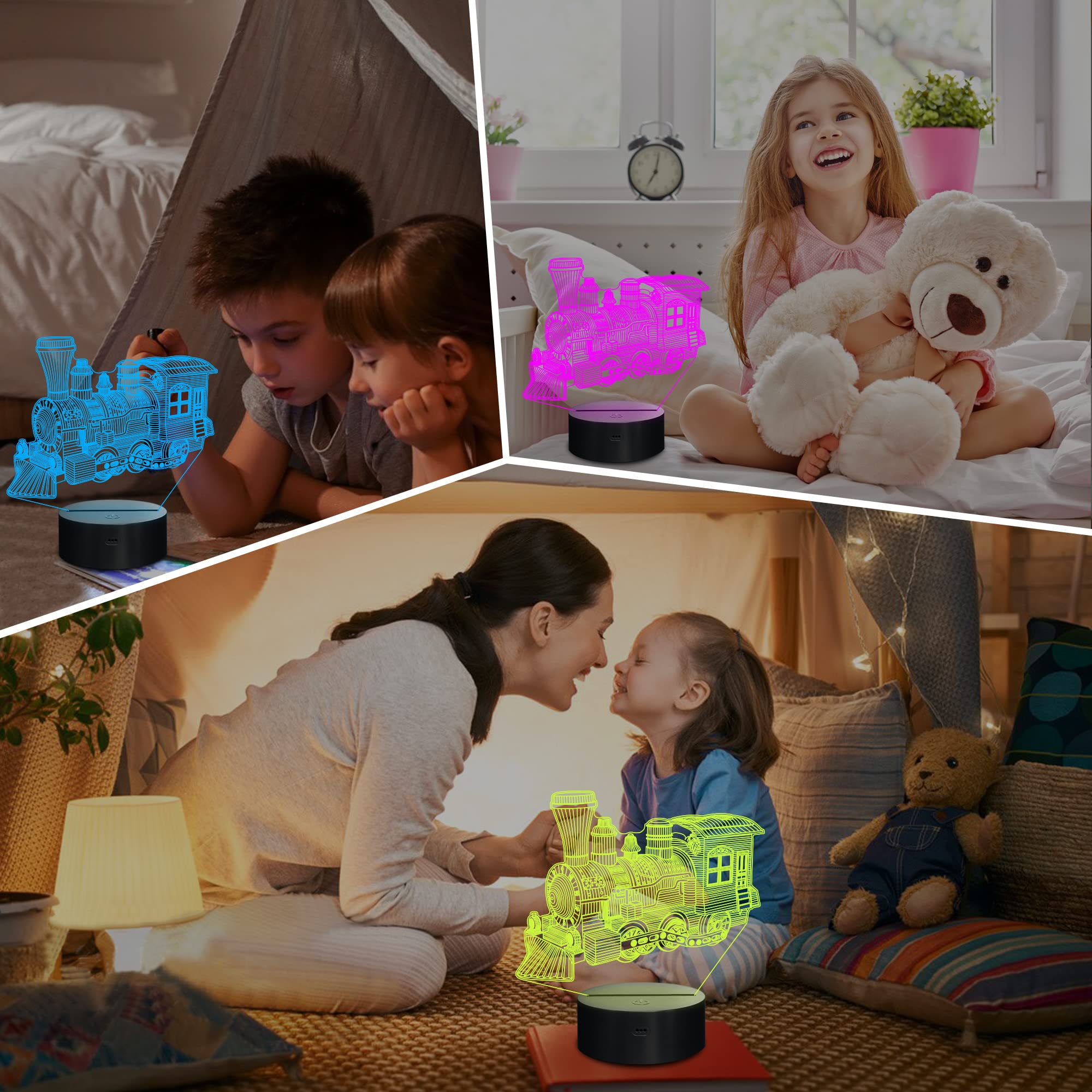 Lampeez Train Night Light remote control for easy color and brightness tweaks.