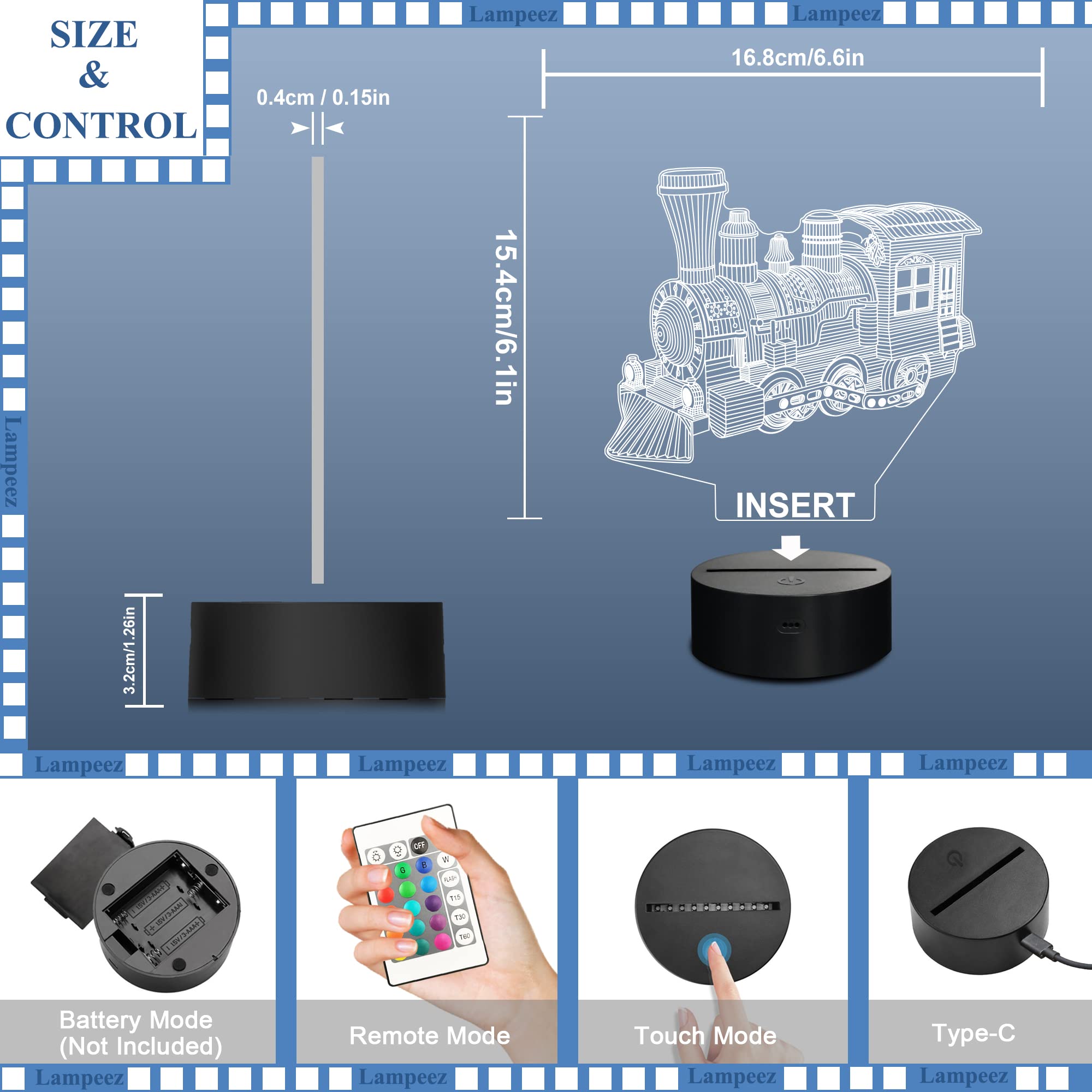 Lampeez USB-powered train lamp convenient for everyday use.