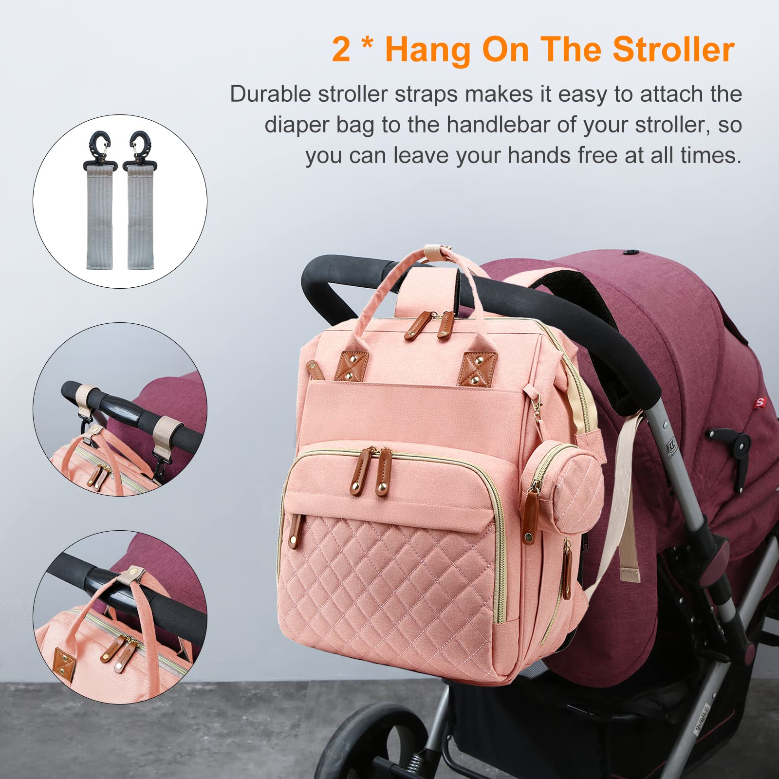 Lamroro diaper bag converts from backpack to handbag for versatility.