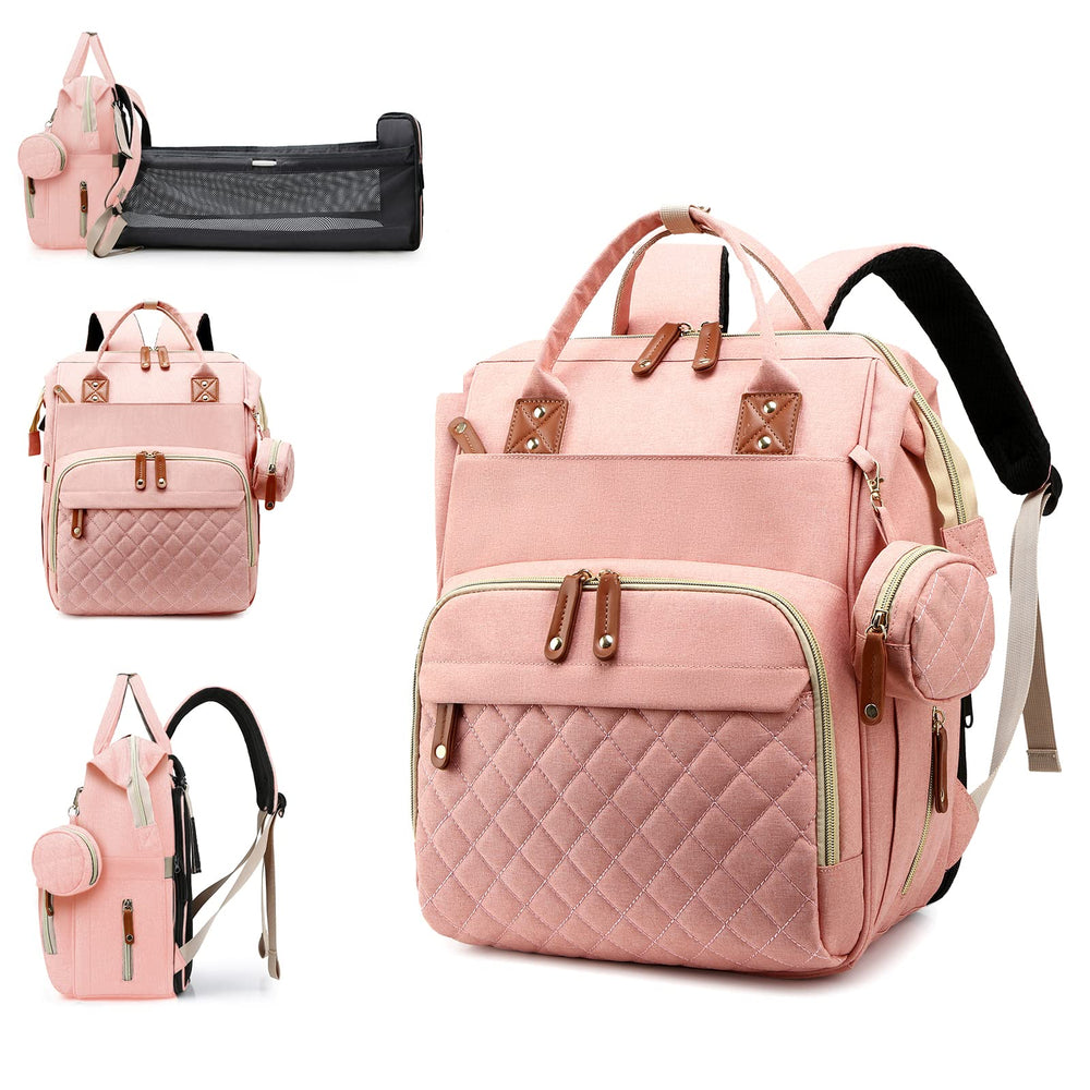 Lamroro diaper bag with changing-station foldable pad for on-the-go diaper changes.