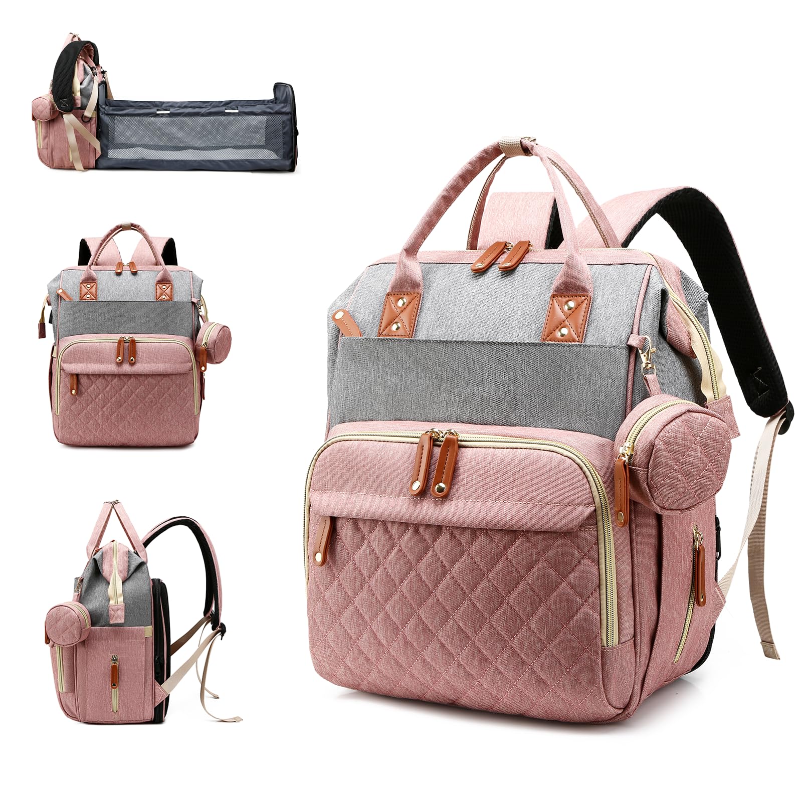 Lamroro Diaper Bag with Changing Station in action, fold-out pad for on-the-go changes