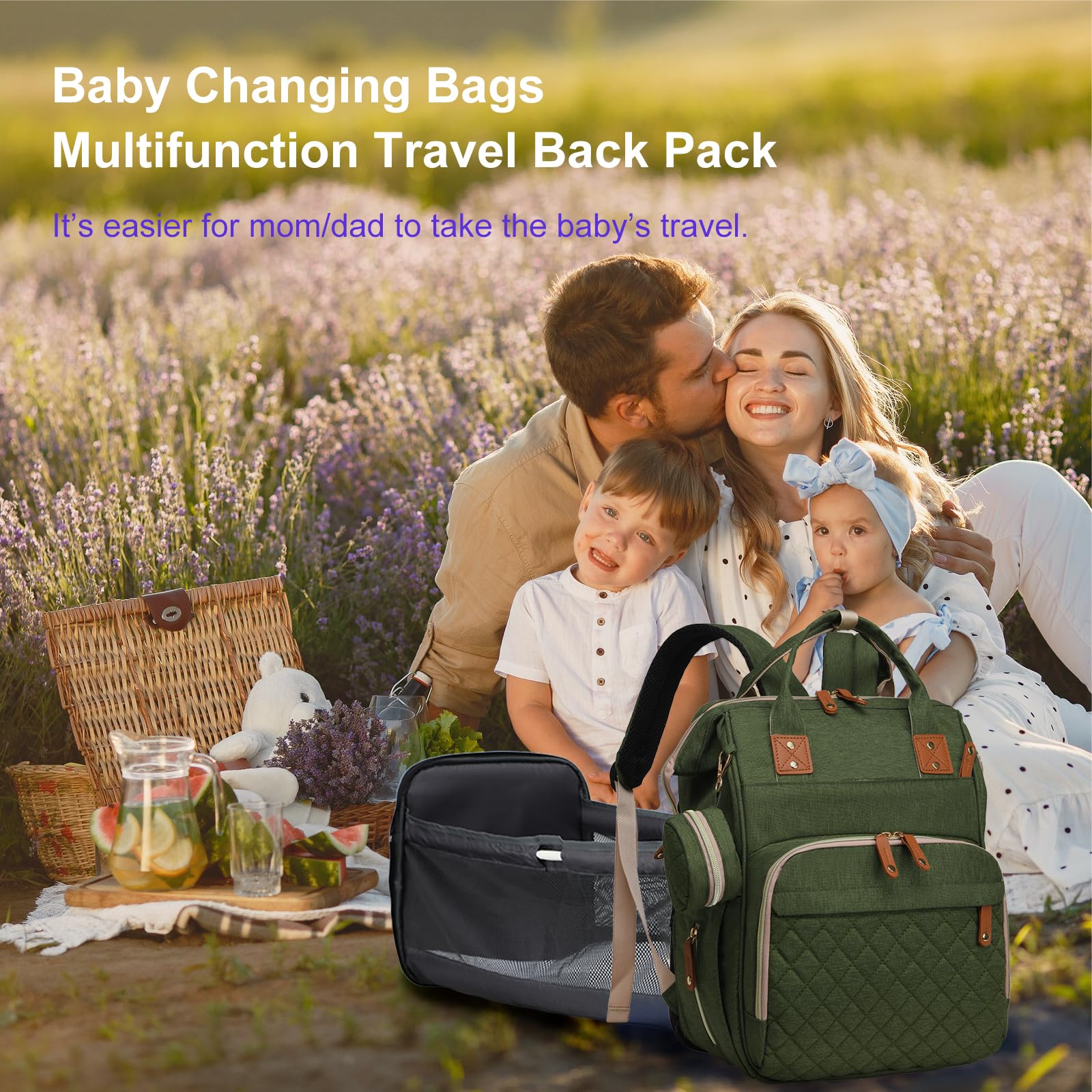 Lamroro green travel backpack design suits mom and dad