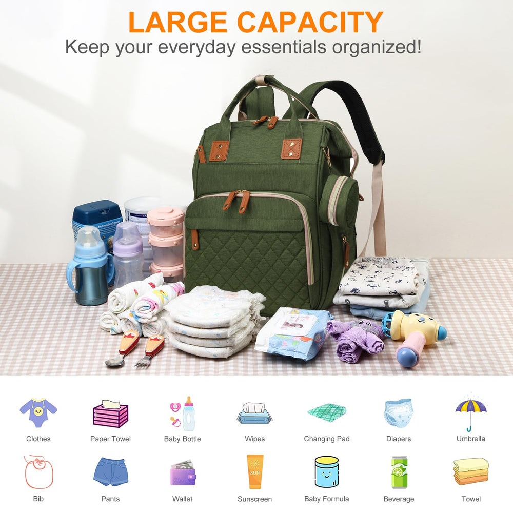 Lamroro diaper bag shows large capacity with 18 pockets for organized baby essentials