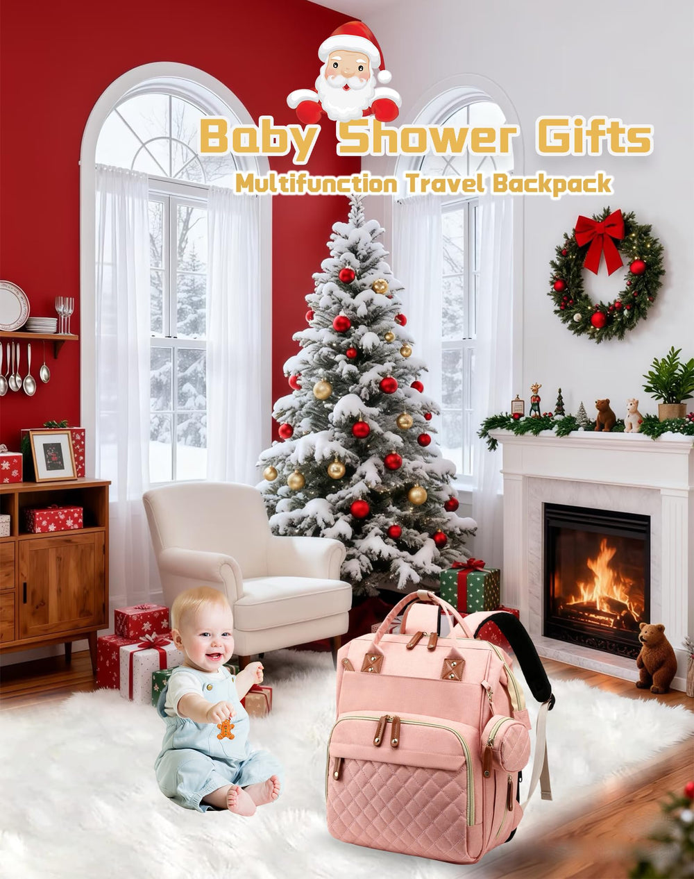 Lamroro diaper bag peach-pink color adds stylish, family-friendly appeal.