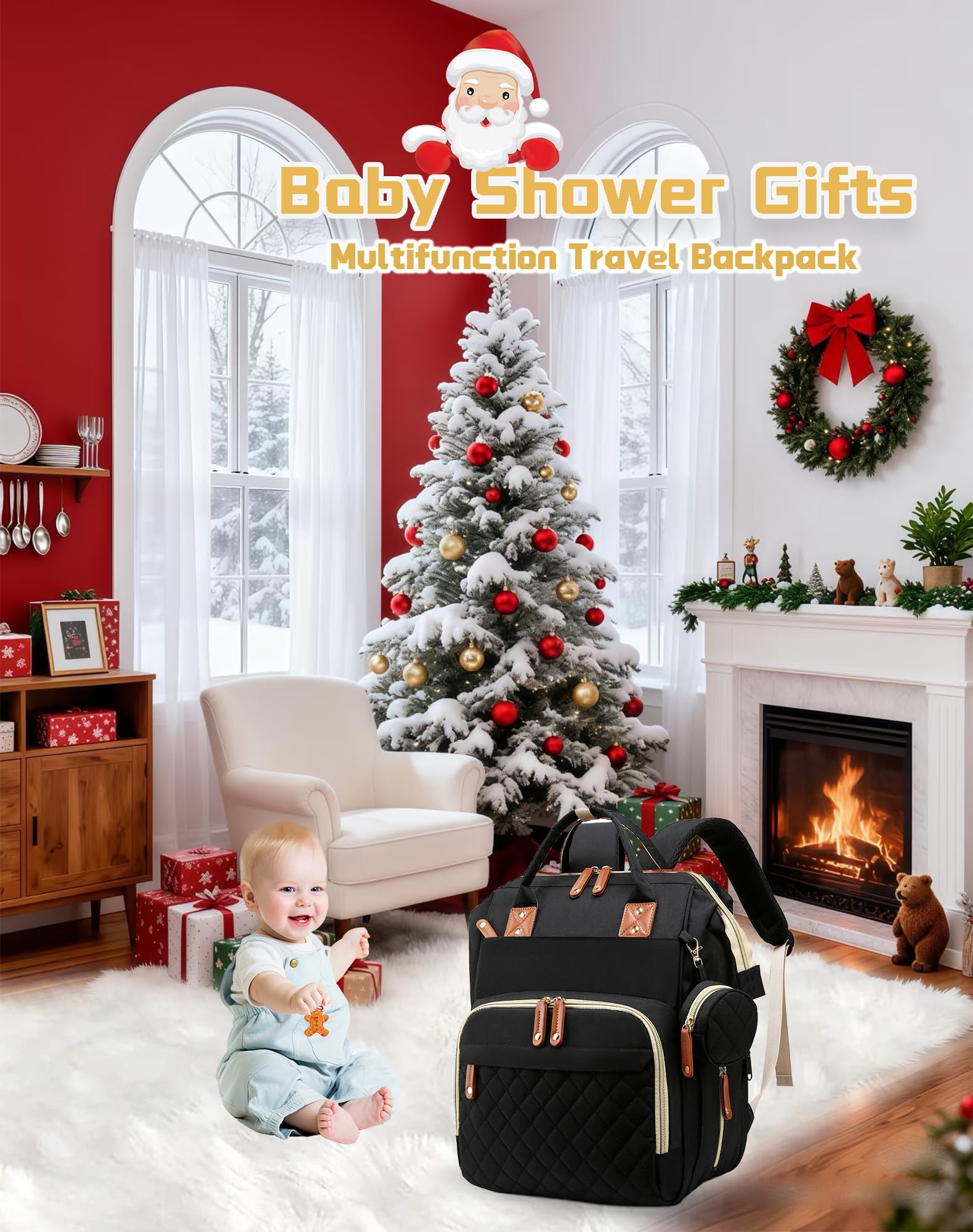 Lamroro diaper bag hooks attach to a stroller for hands-free carrying