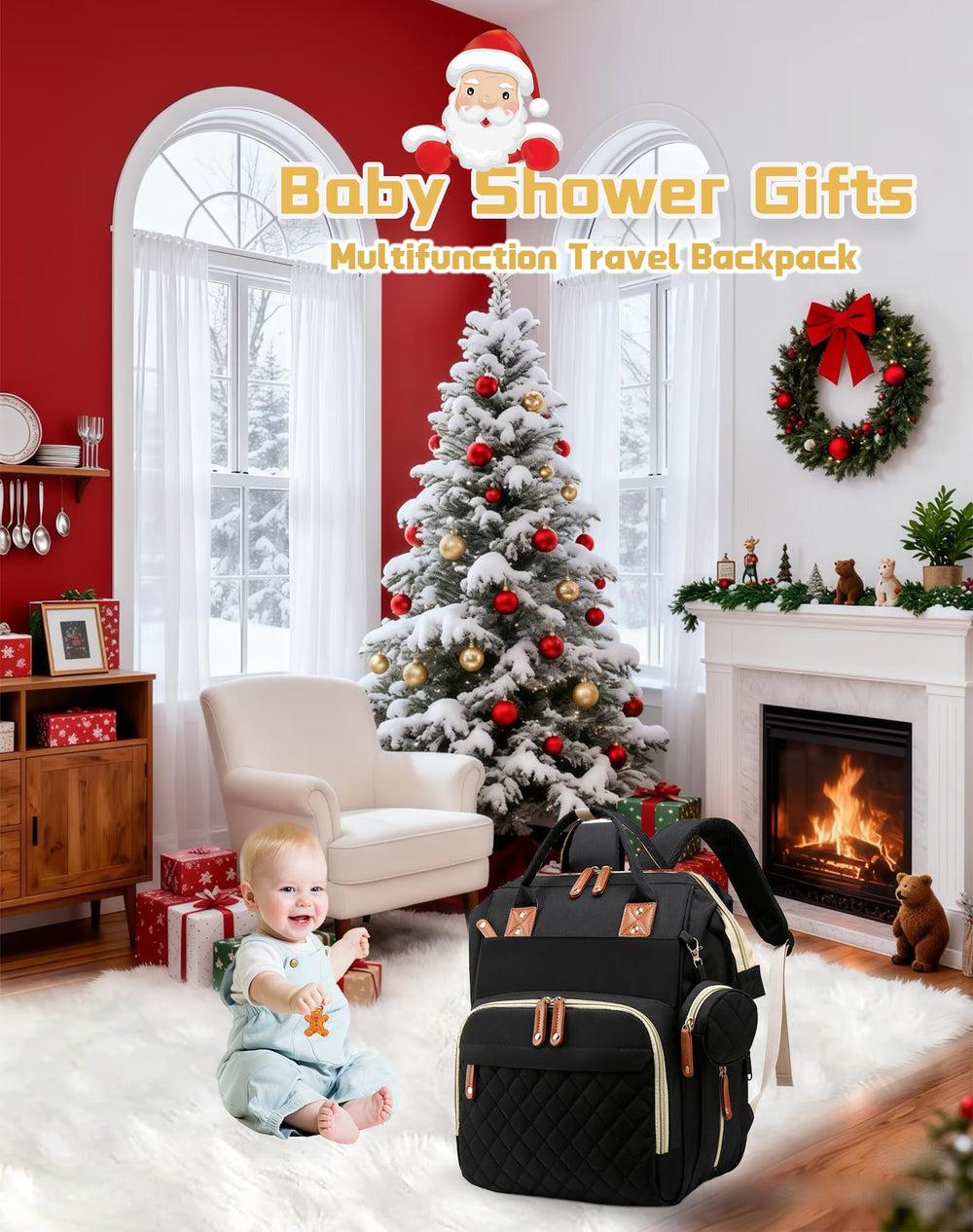 Lamroro diaper bag hooks attach to a stroller for hands-free carrying