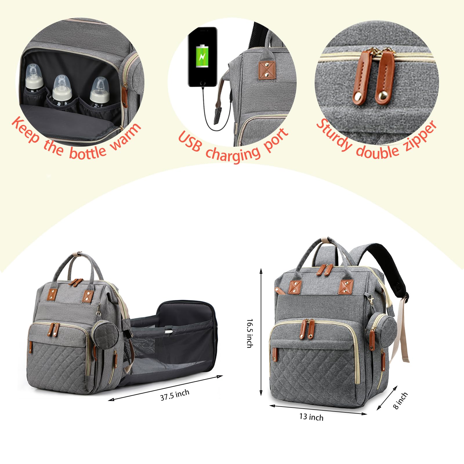 Lamroro diaper bag travel backpack design for everyday trips and travel.