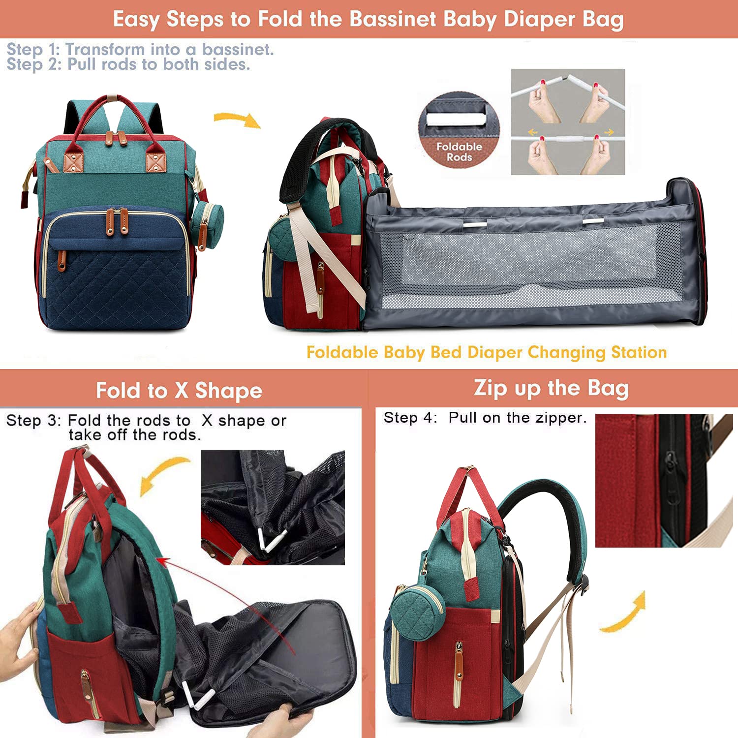 Lamroro diaper bag unisex design for travel and daily use.