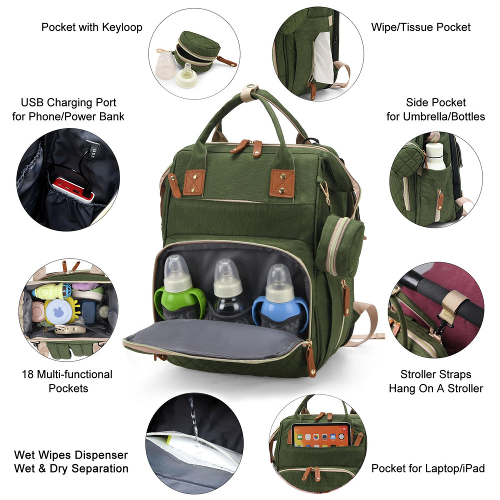Lamroro diaper bag USB charging port keeps devices powered during outings