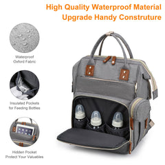 Lamroro diaper bag waterproof outer fabric keeps contents dry in rain.