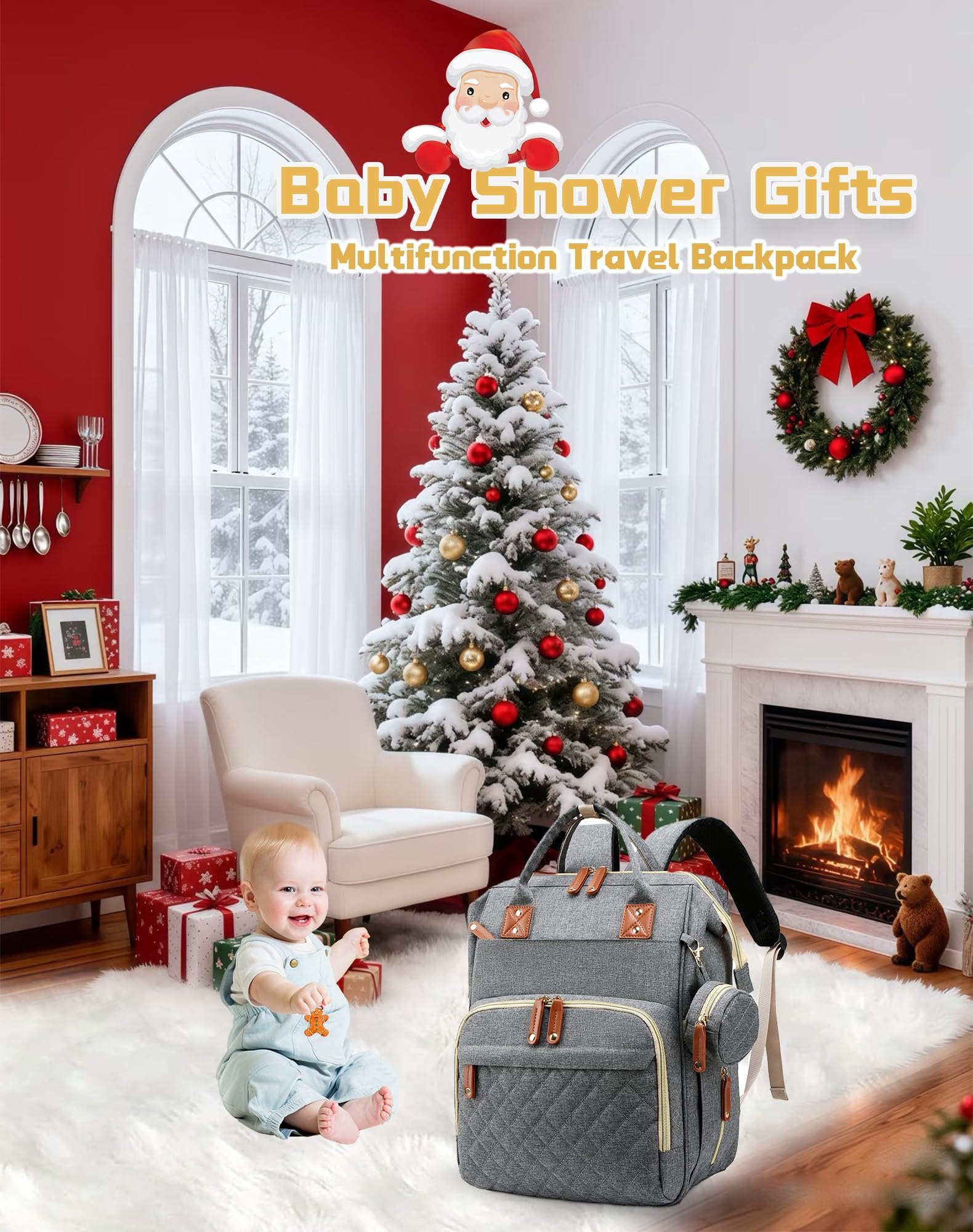 Lamroro diaper bag wide shoulder straps reduce shoulder stress.
