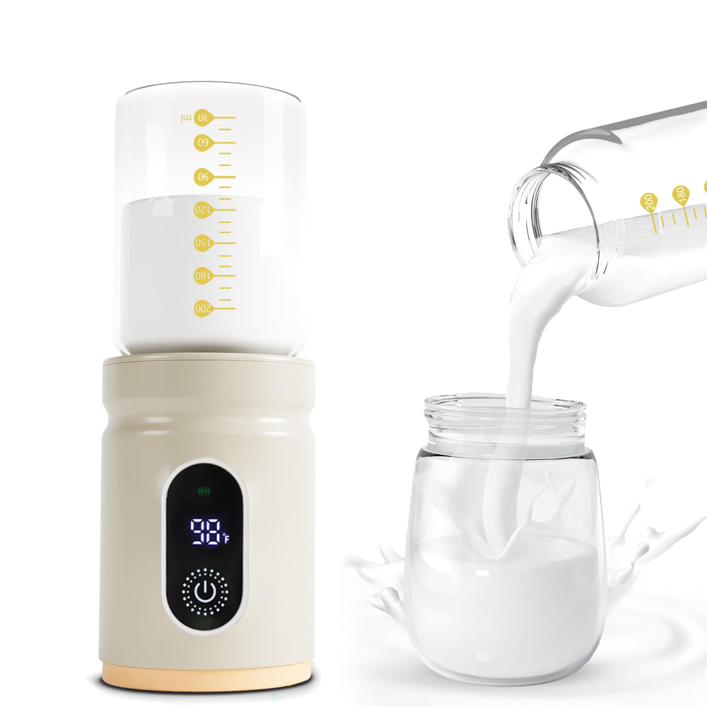 LAMSTOM portable bottle warmer in use for on-the-go feeding convenience
