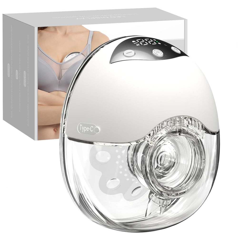 LAMSUET wearable hands-free pump demonstrating discreet on-the-go pumping.