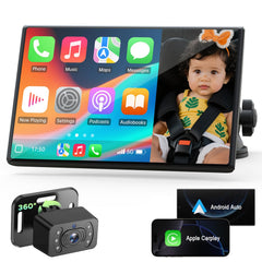 LAMTTO 7in split-screen monitor view enabling simultaneous baby view and navigation.