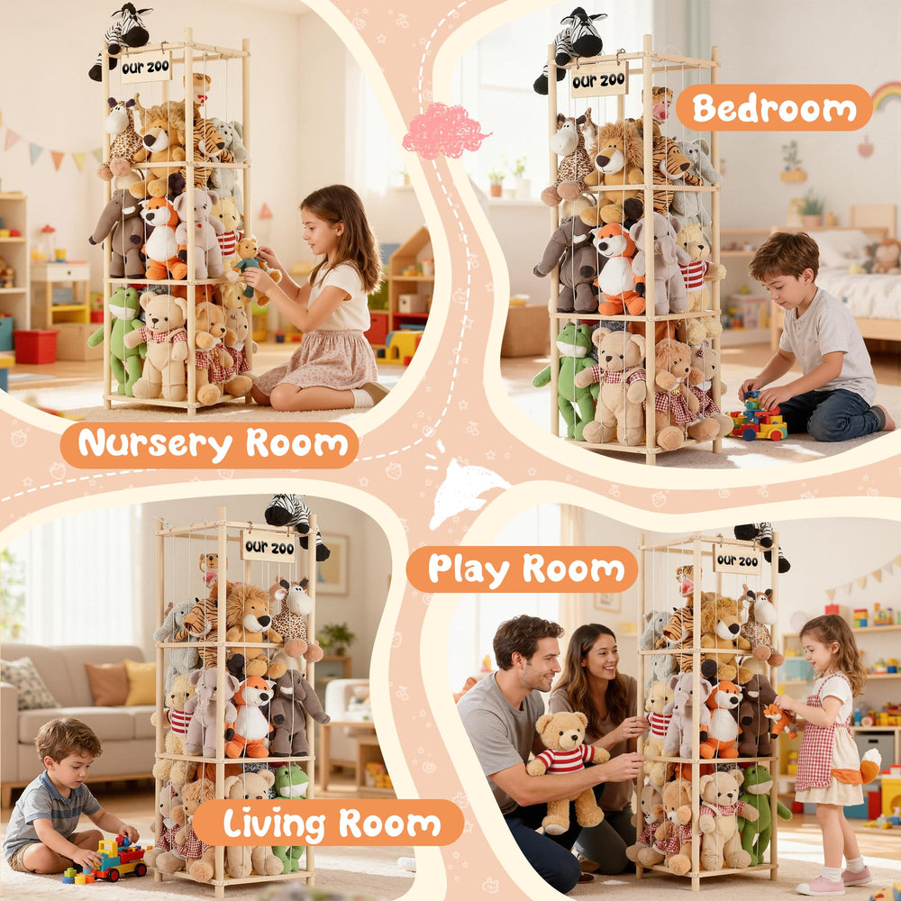 LAMU stuffed animal storage easy-assembly-no-tools demonstrates quick setup without tools.