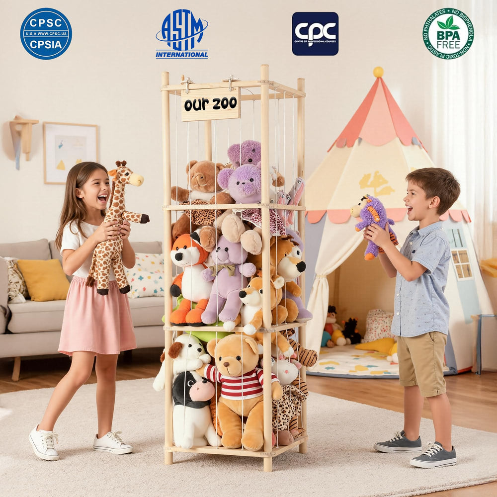 LAMU stuffed animal storage kid-friendly-access allows children to select favorites independently.