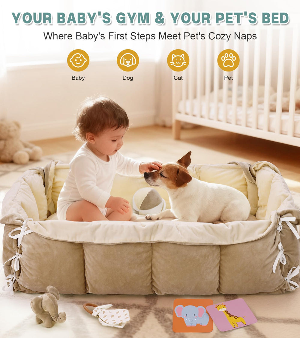 Lanabuna foldable mat with plush surface for comfort and easy cleanup