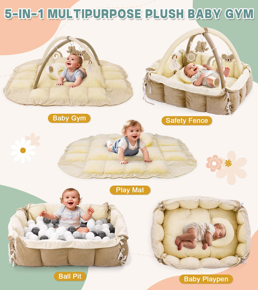 Lanabuna play gym with 6 detachable toys promotes grasping and visual tracking