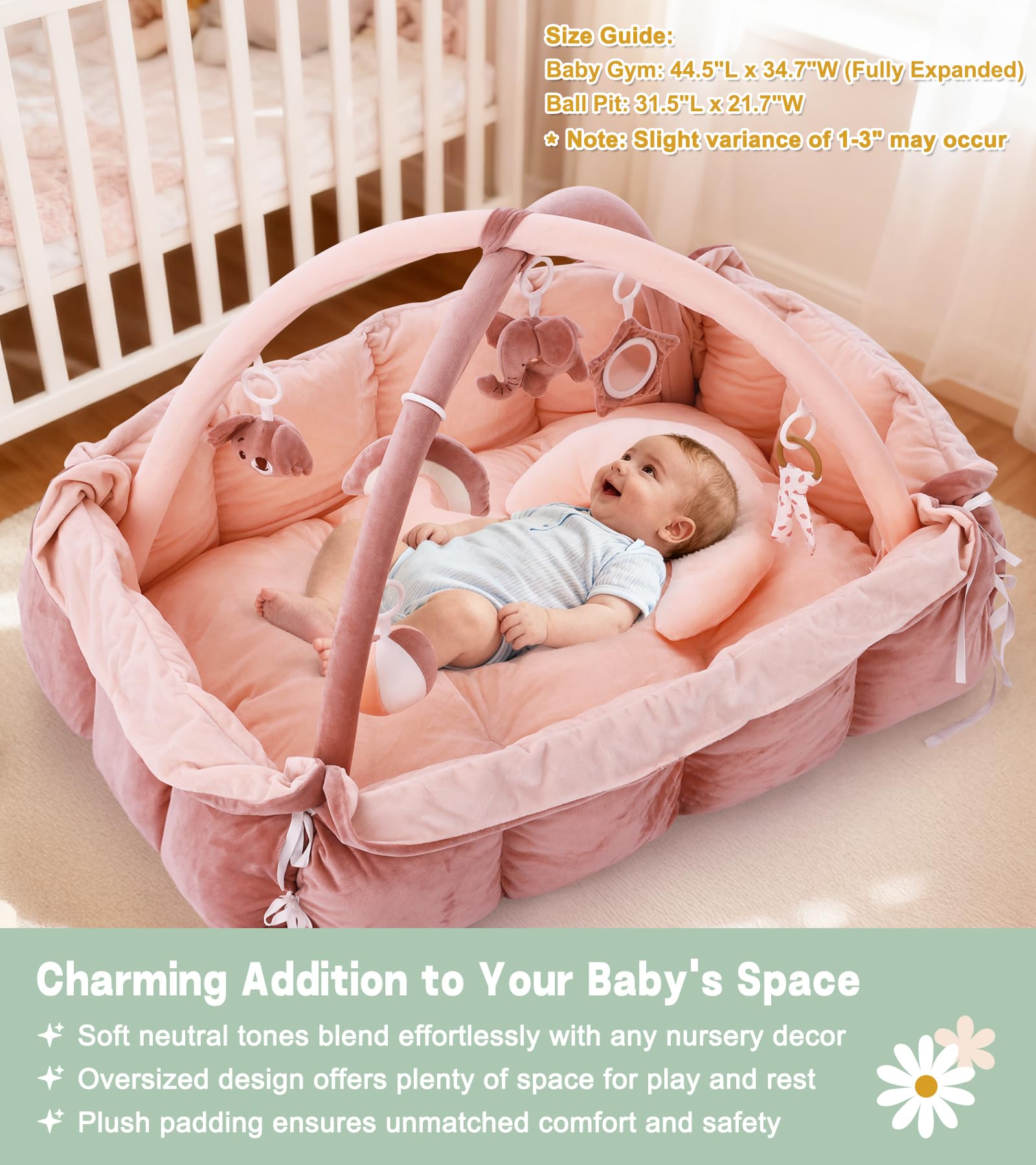 Lanabuna plush double-sided mat pink soft comfort and dirt hiding color sides.