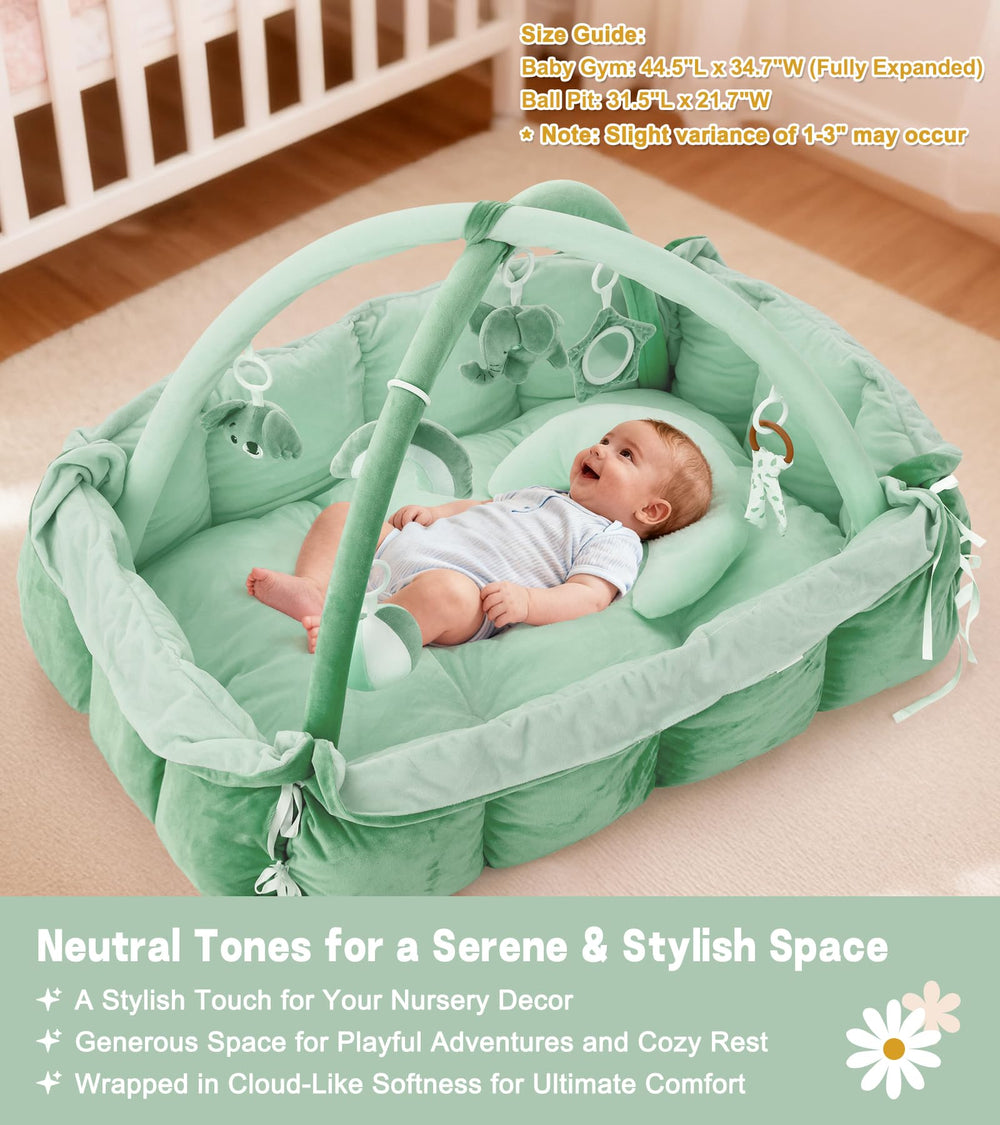 Lanabuna plush double-sided mat; hides messes and matches nursery decor