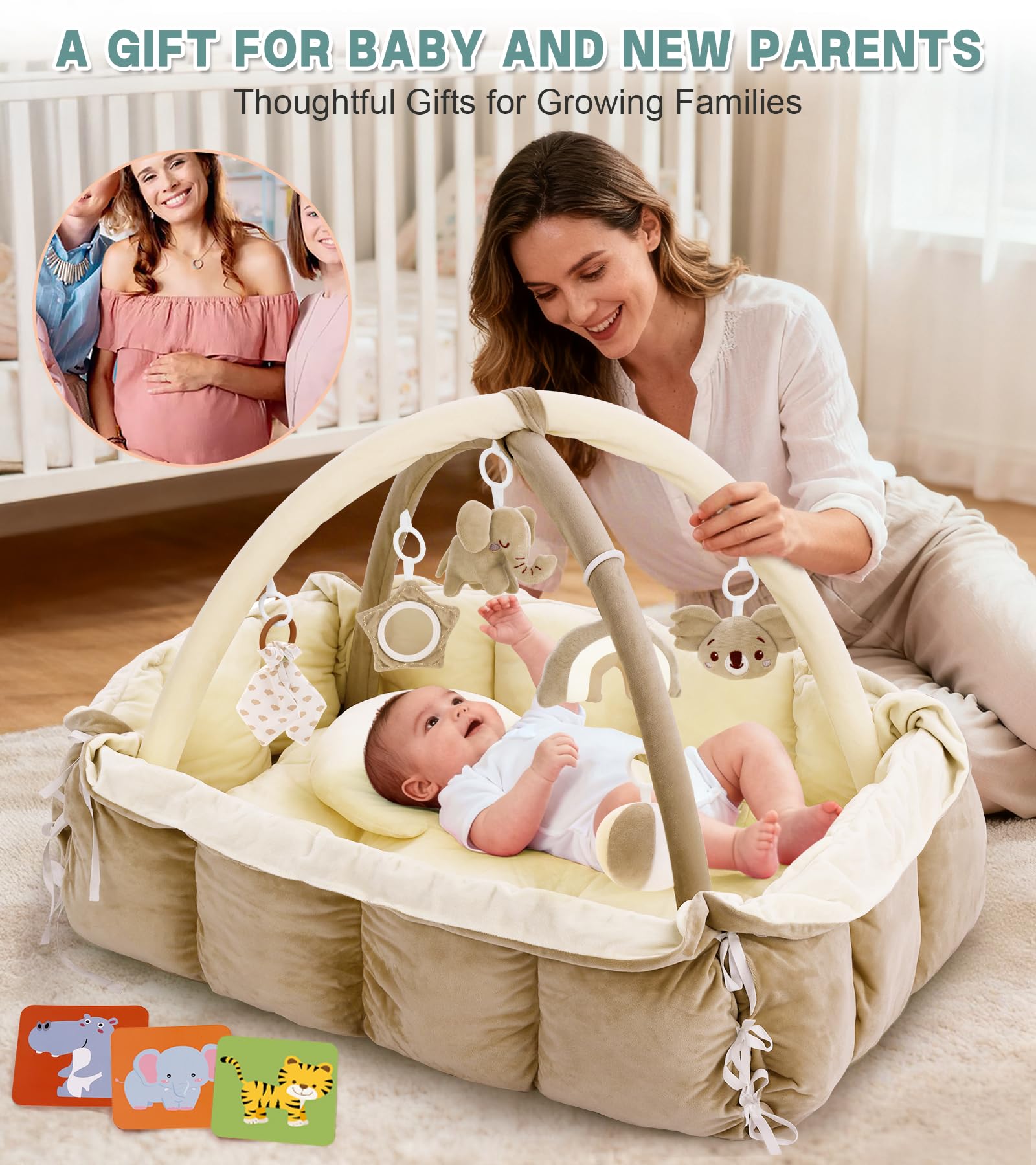 Lanabuna soft plush double-sided mat hides messes while matching nursery decor