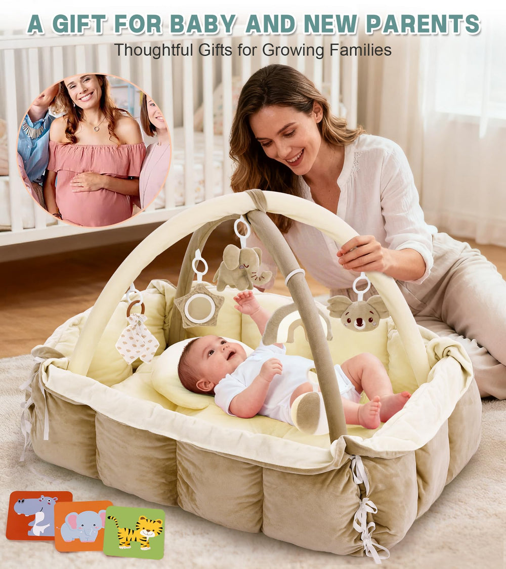 Lanabuna soft plush double-sided mat hides messes while matching nursery decor