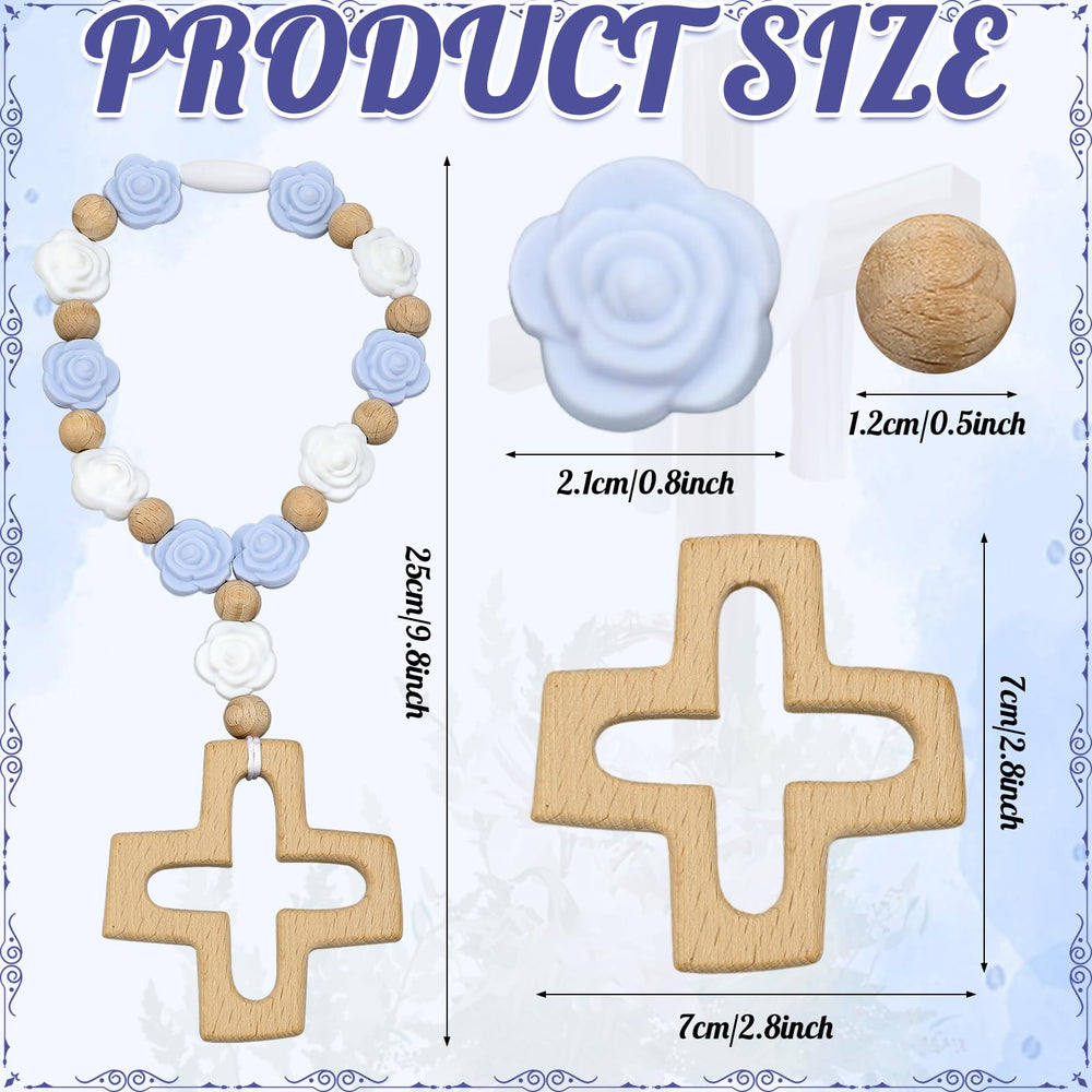 Landical cross baptism rosary close-up showing cross centerpiece and details