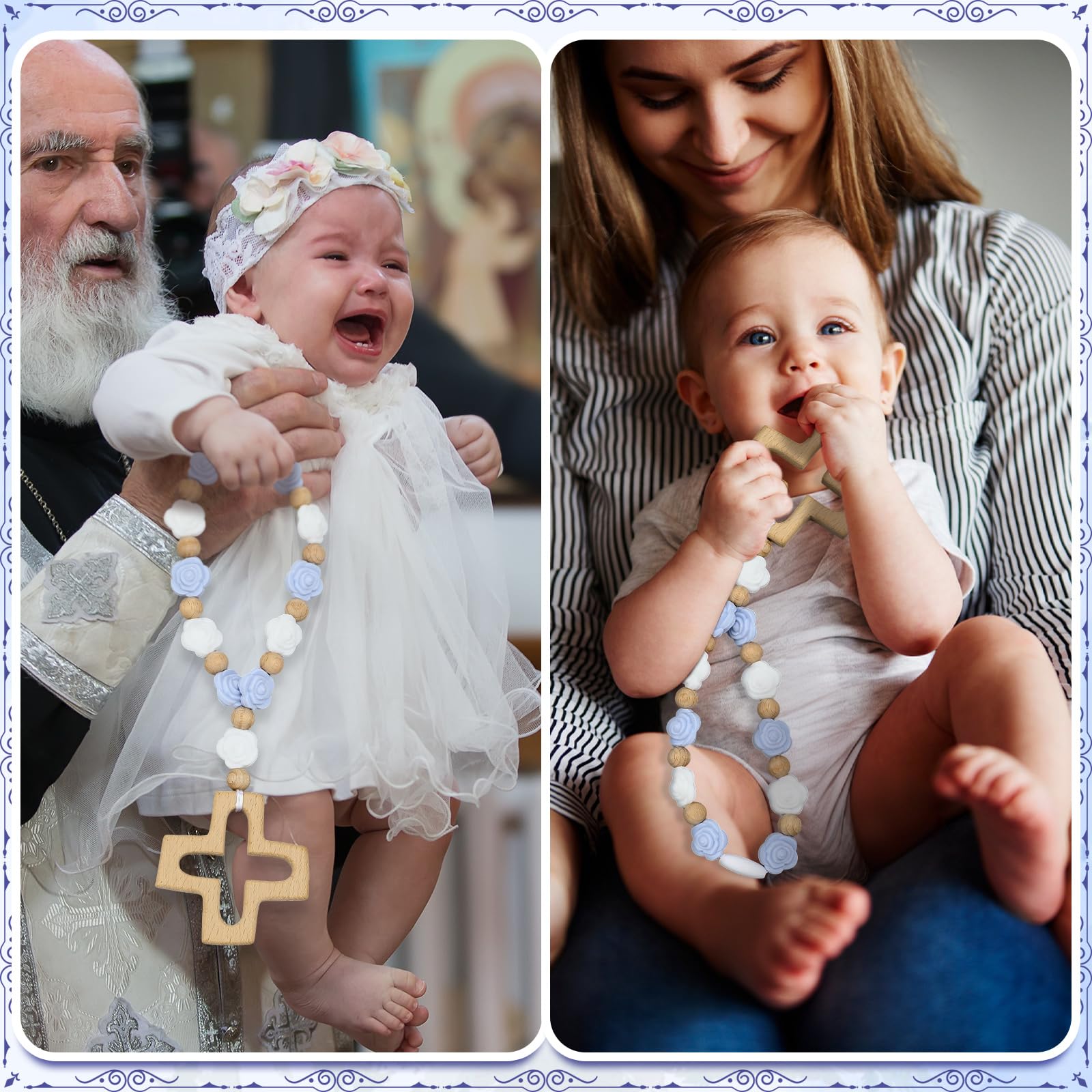 Landical baptism rosary on table decor for celebrations