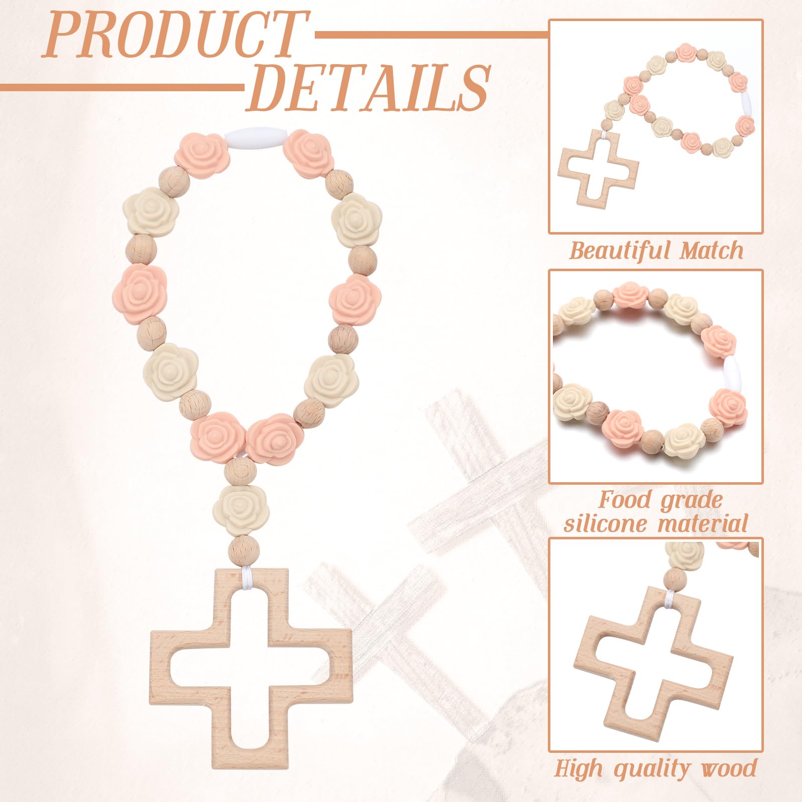 Landical cross and rose design rosary, elegant table centerpiece and gift idea