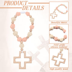 Landical cross and rose design rosary, elegant table centerpiece and gift idea