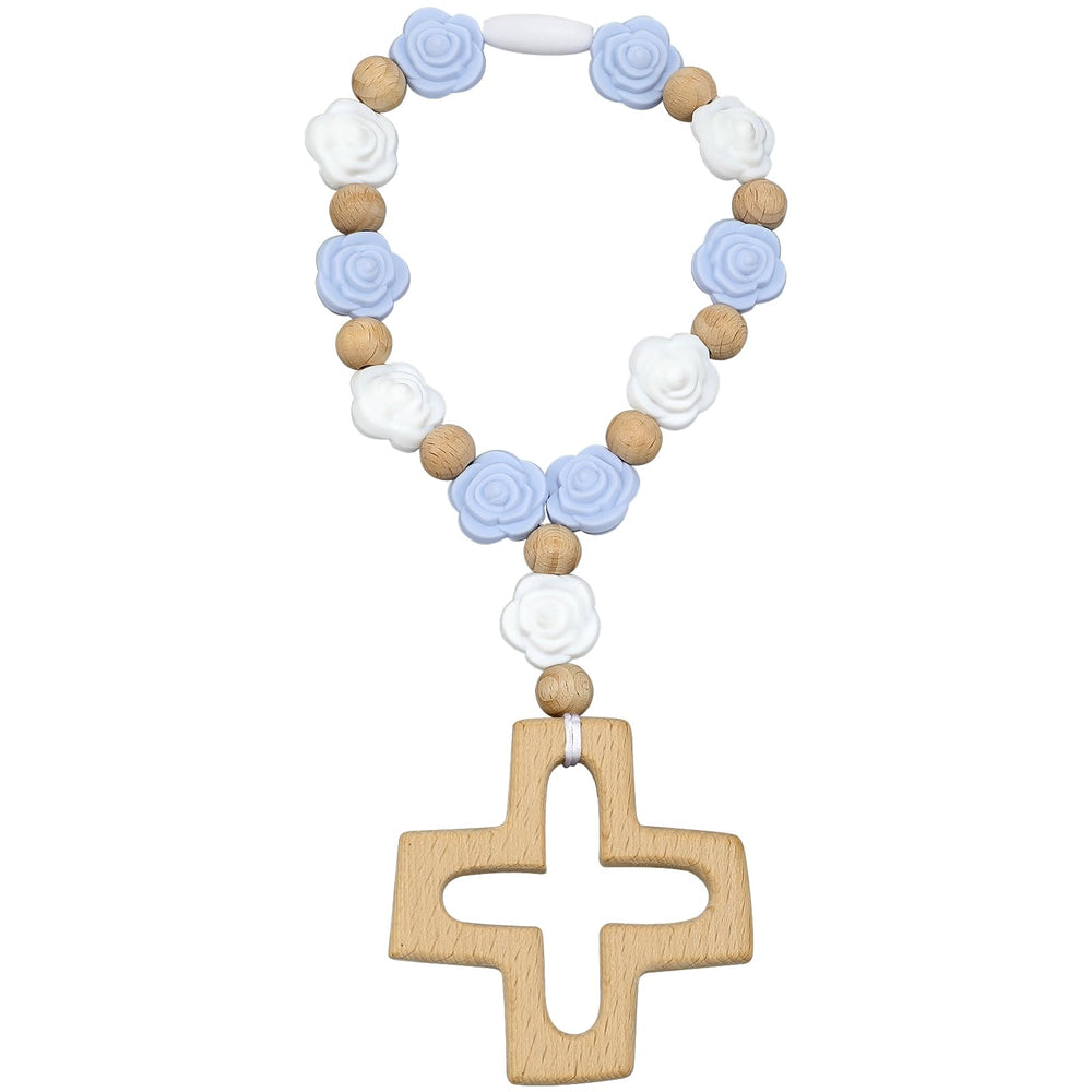 Landical silicone rosary blue rose beads ideal for tactile learning during baptism