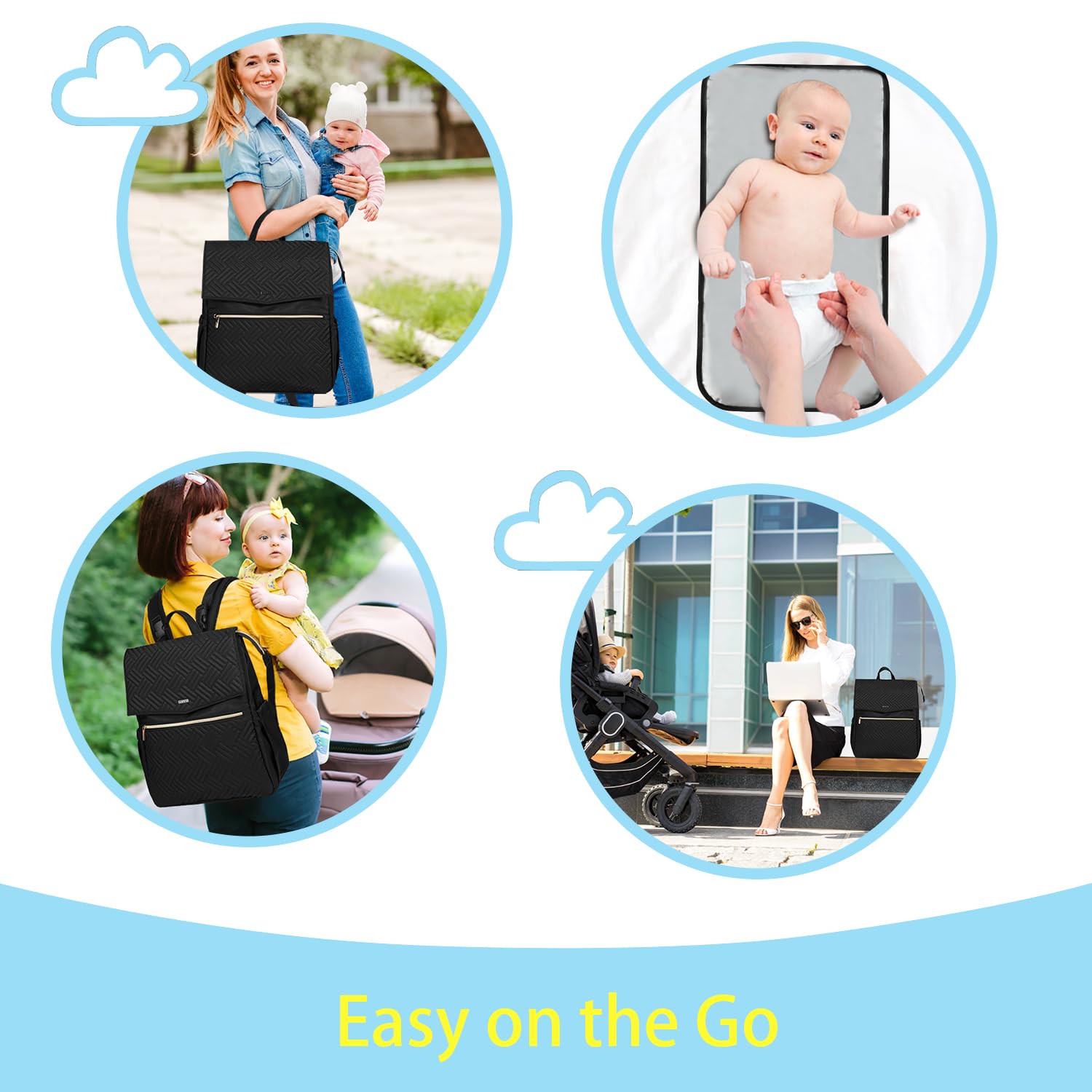 LANDICI diaper bag backpack-changing-pad—soft, foldable surface for convenient changes.